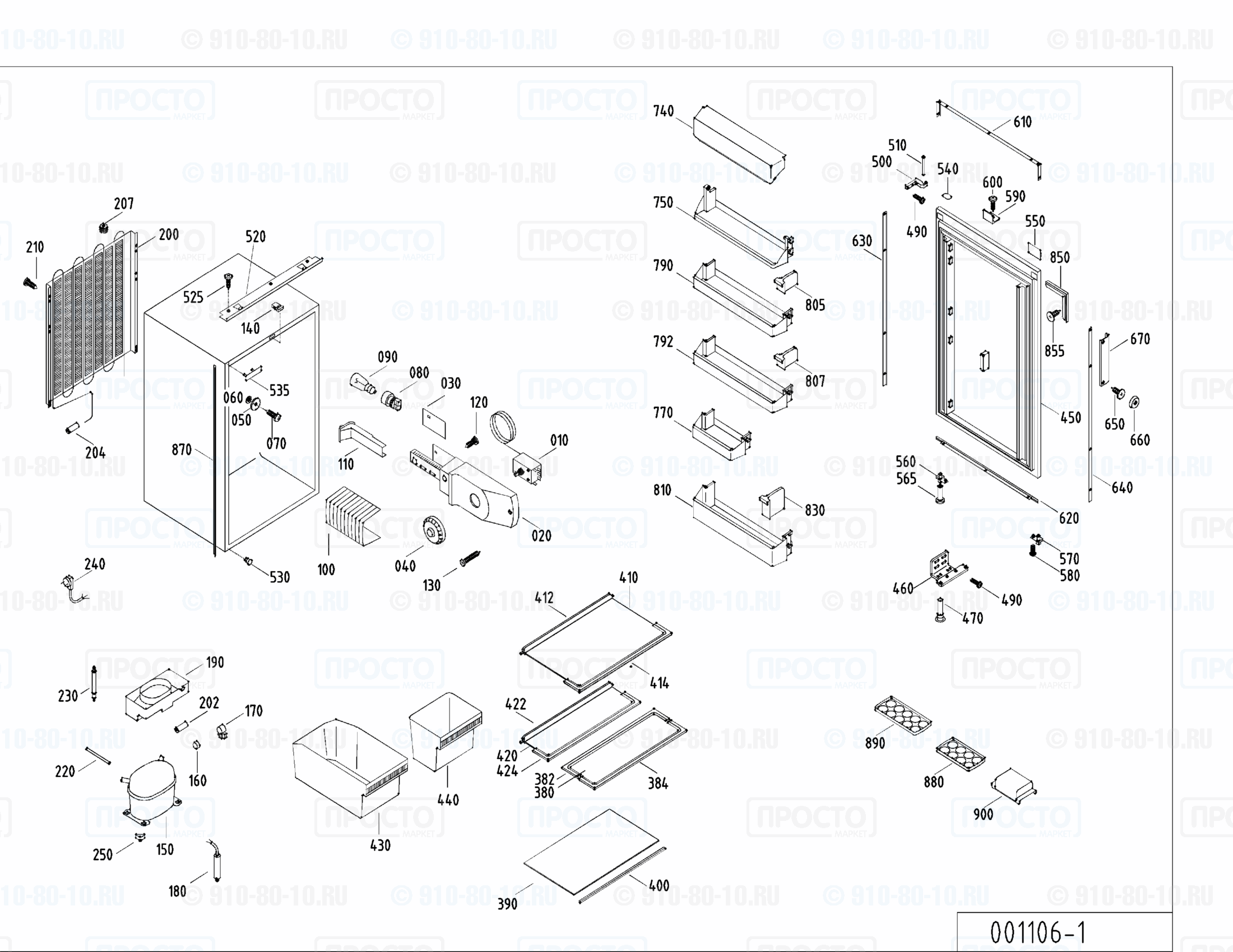 Взрыв-схема запчастей холодильника Liebherr KE 1830-23