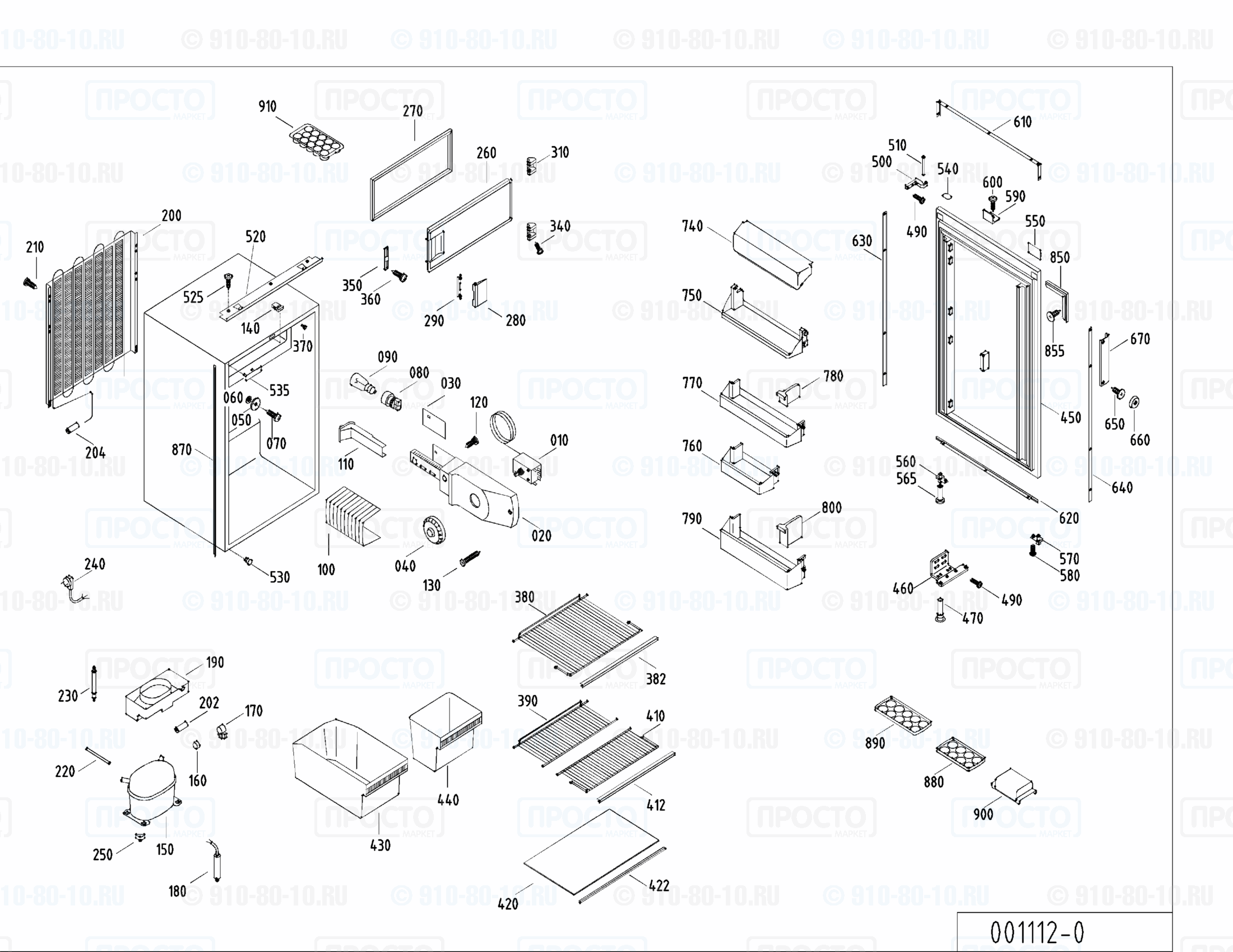 Взрыв-схема запчастей холодильника Liebherr KE 1614-22