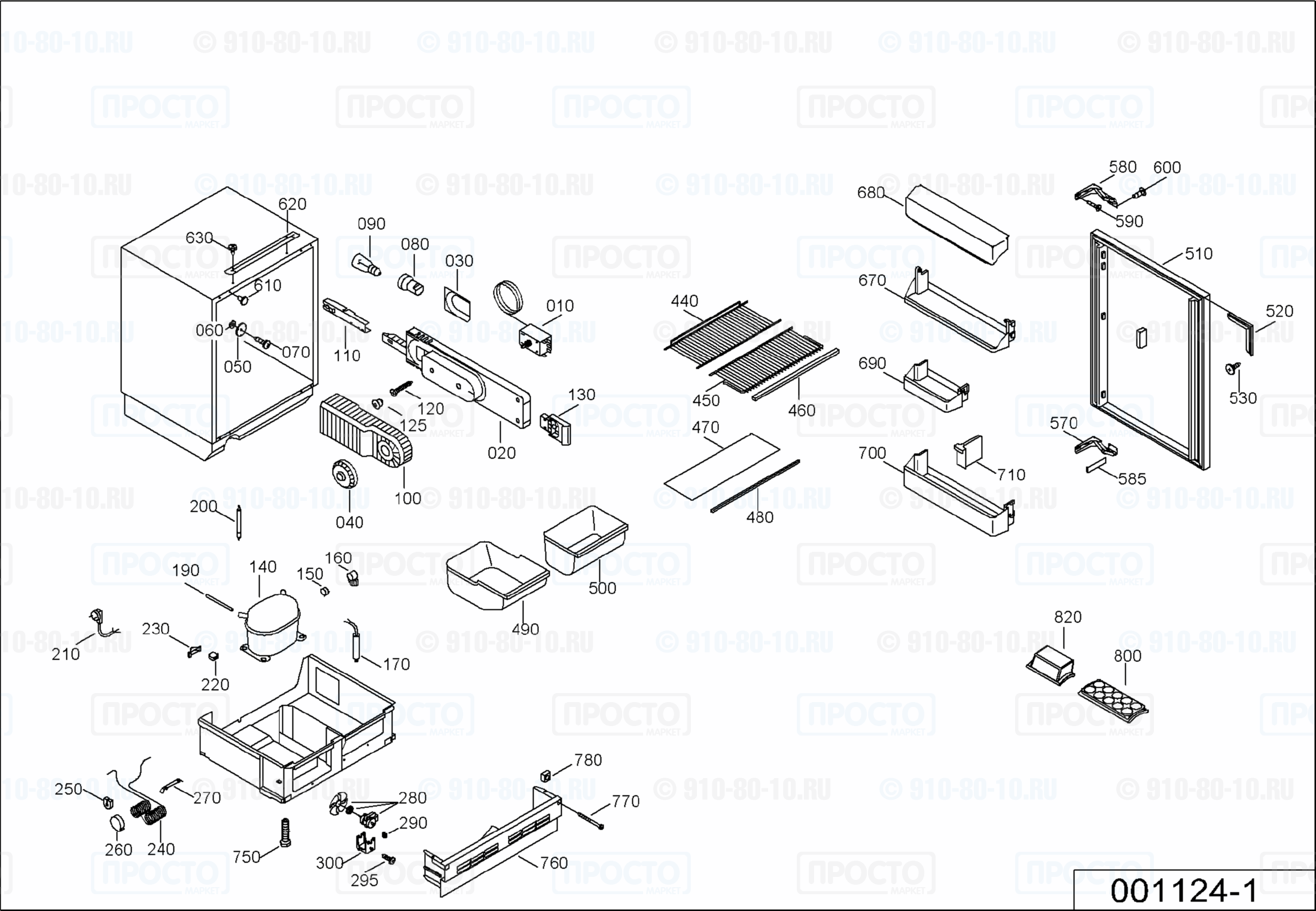 Взрыв-схема запчастей холодильника Liebherr KIU 1610-23