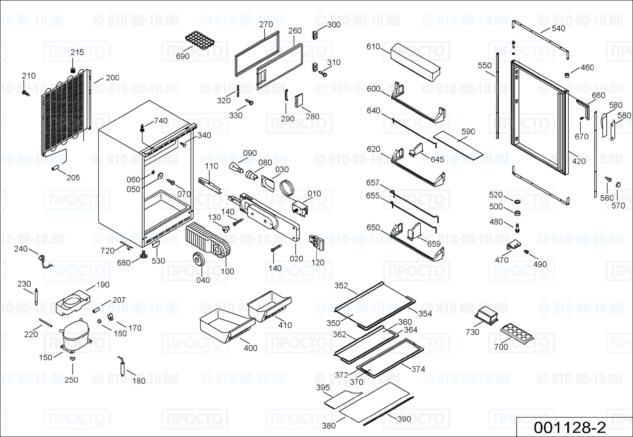 Взрыв-схема запчастей холодильника Liebherr KUw 1544-25A