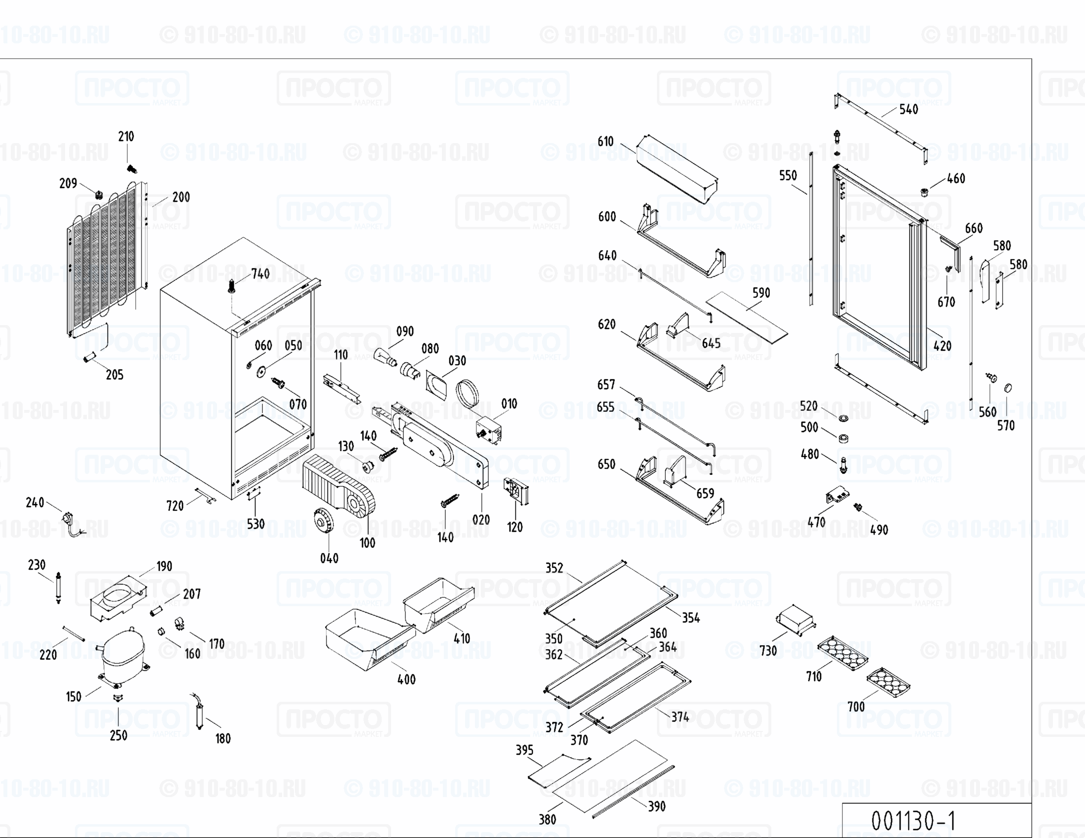 Взрыв-схема запчастей холодильника Liebherr KUw 1740-24