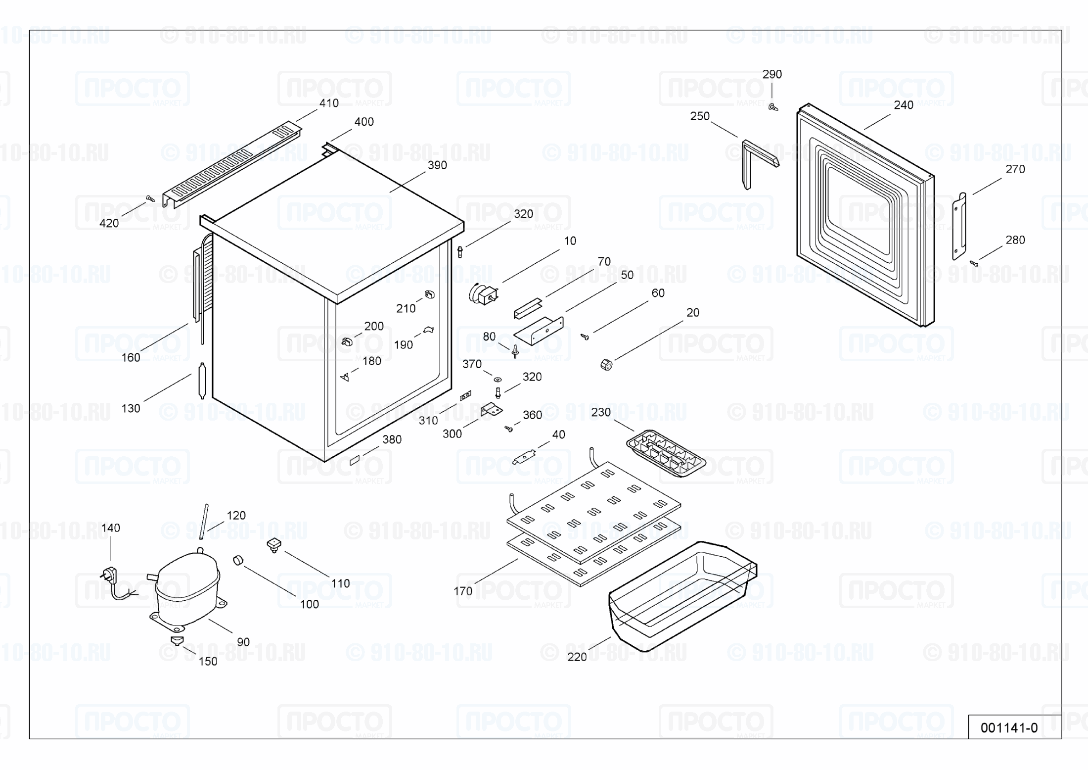 Взрыв-схема запчастей холодильника Liebherr EB 800-1