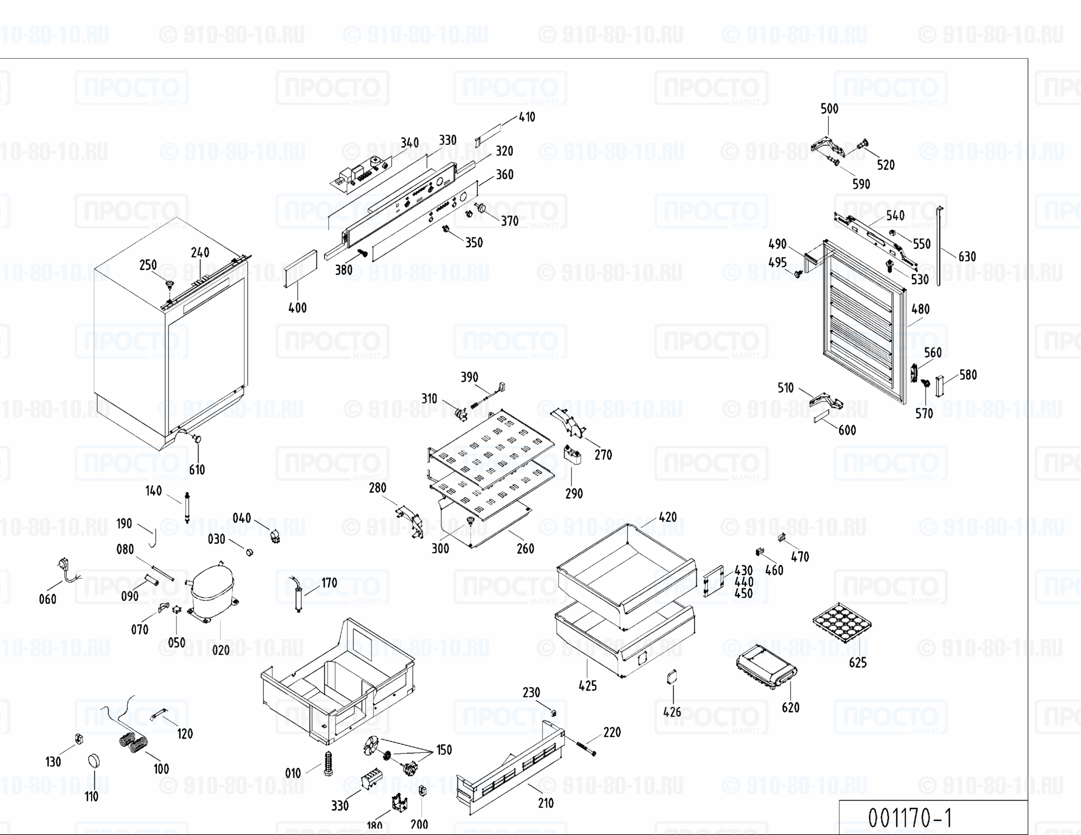 Взрыв-схема запчастей холодильника Liebherr GIU 1313-21A