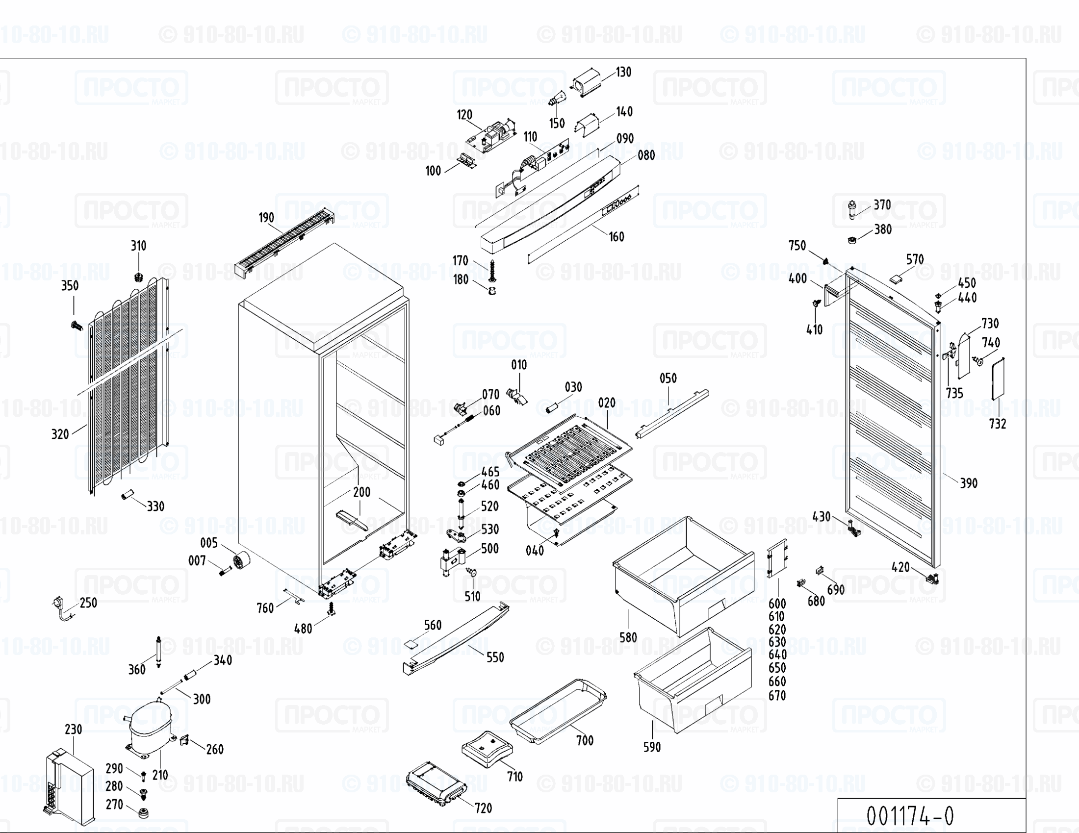 Взрыв-схема запчастей холодильника Liebherr GSP 2766-25