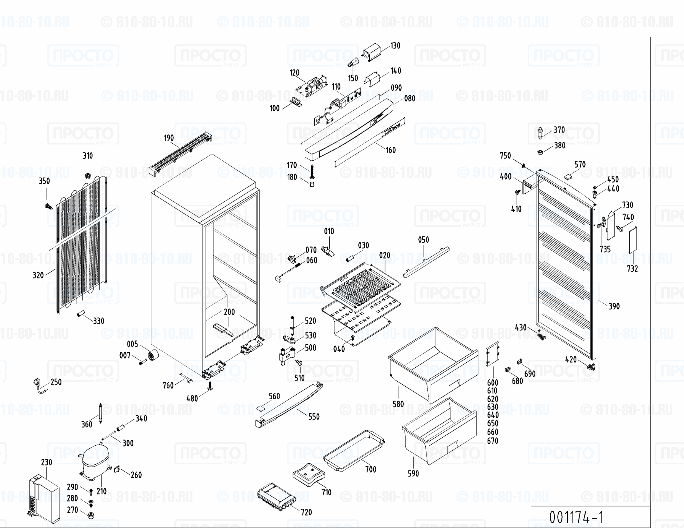 Взрыв-схема запчастей холодильника Liebherr GSP 2766-25C