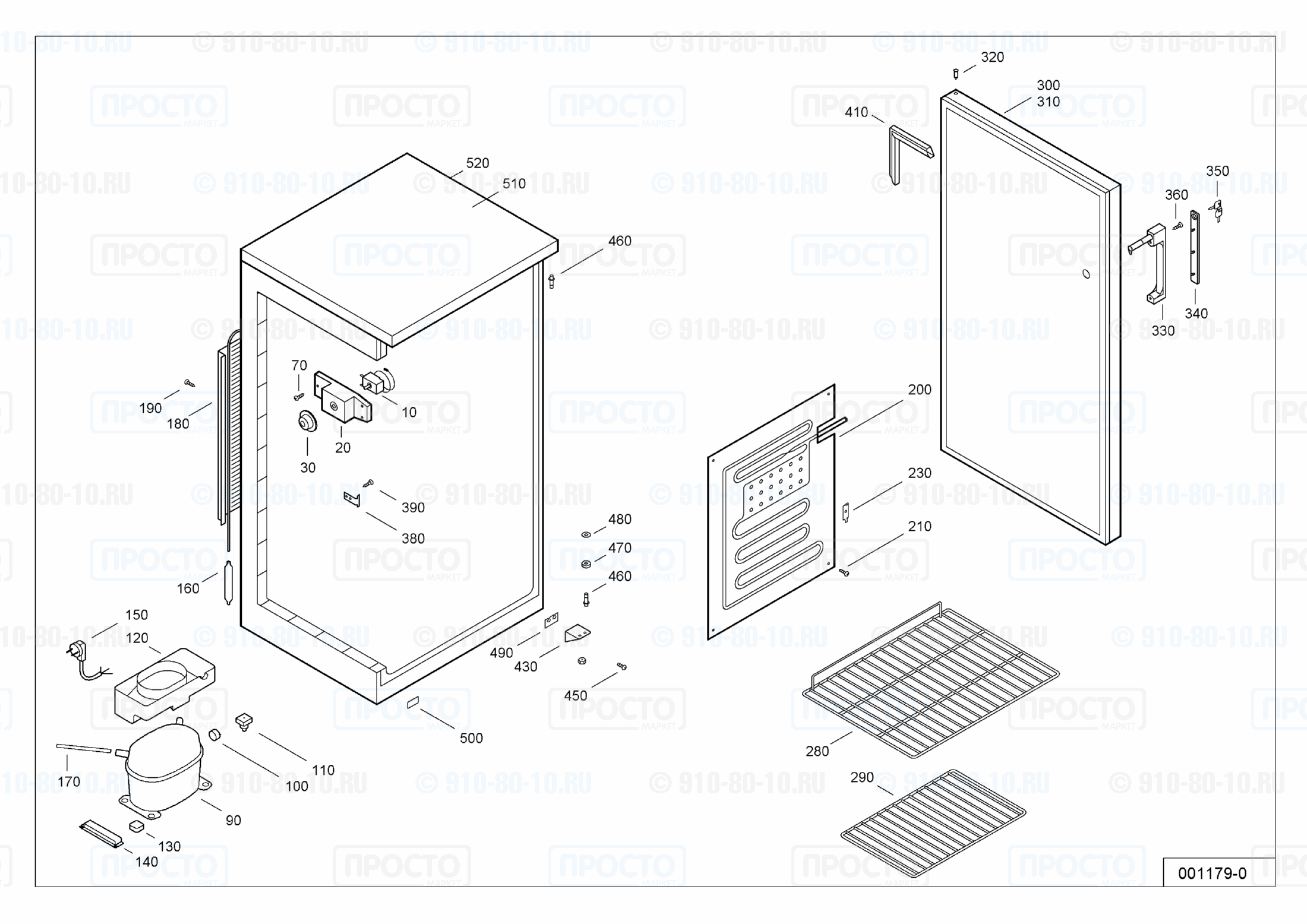 Взрыв-схема запчастей холодильника Liebherr FKS 2610-10B