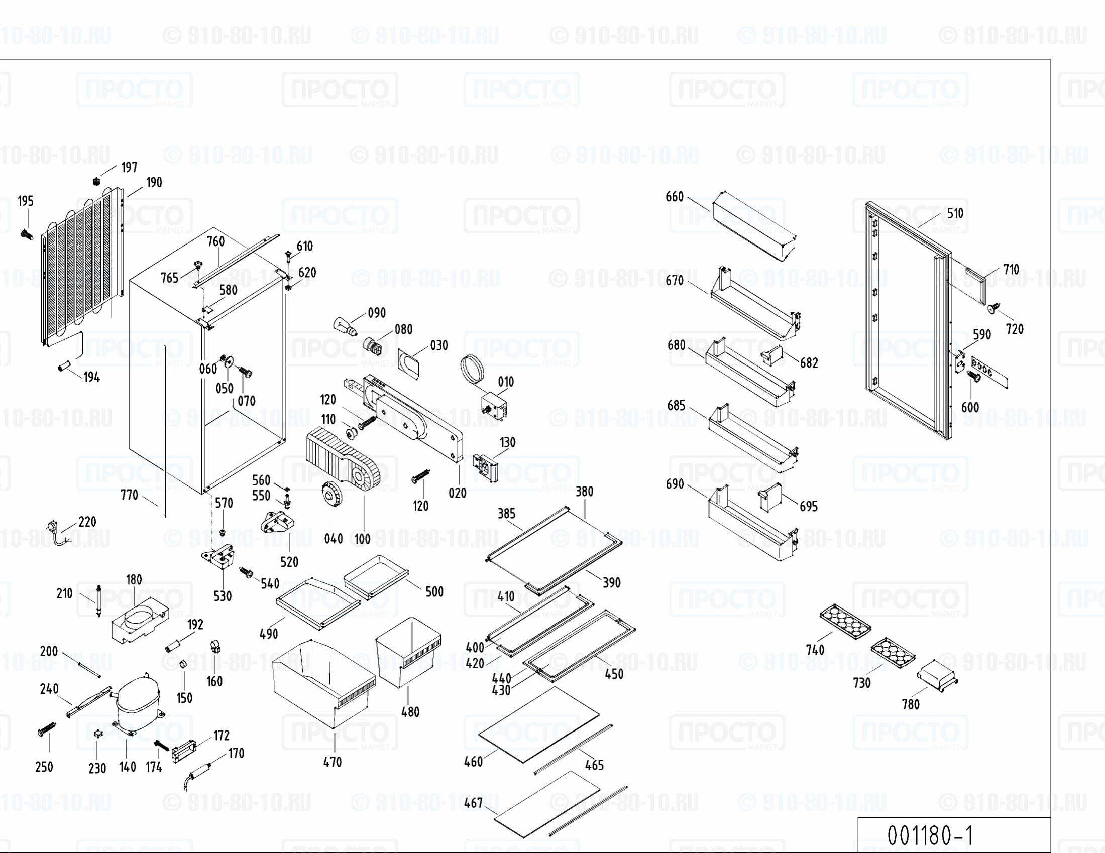 Взрыв-схема запчастей холодильника Liebherr KI 2530-23A