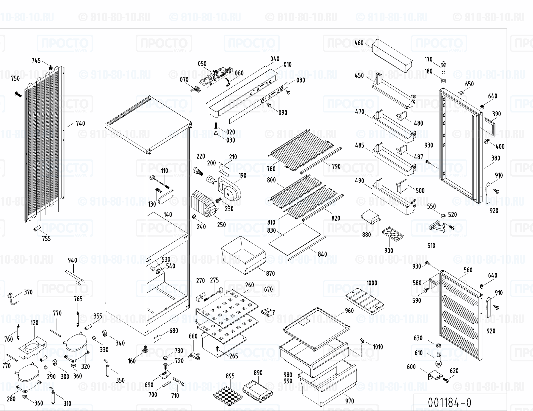 Взрыв-схема запчастей холодильника Liebherr KGK 2823-23