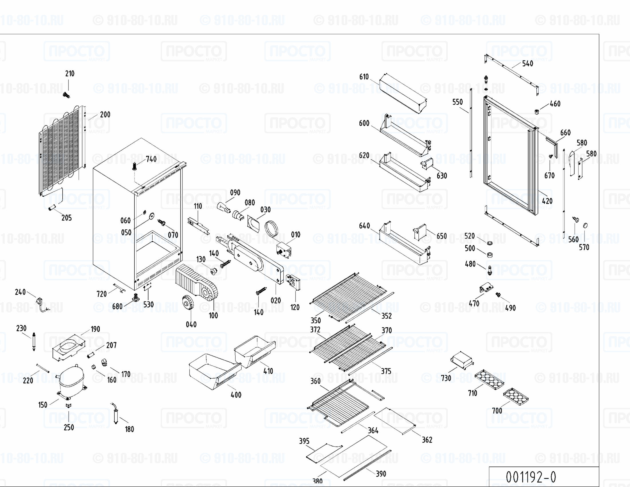 Взрыв-схема запчастей холодильника Liebherr KUw 1710-23