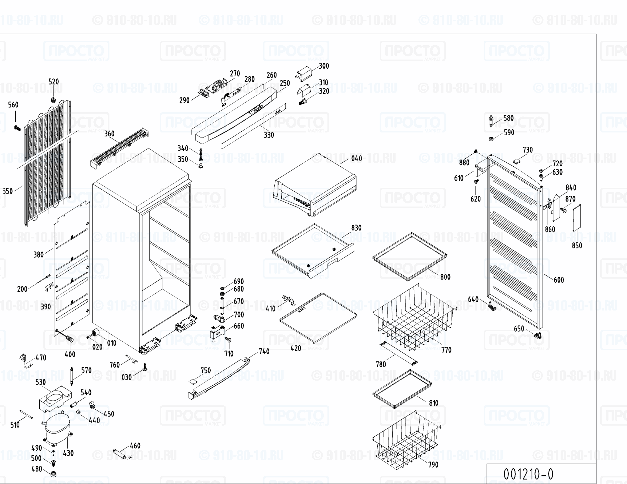 Взрыв-схема запчастей холодильника Liebherr BSS 2980-24