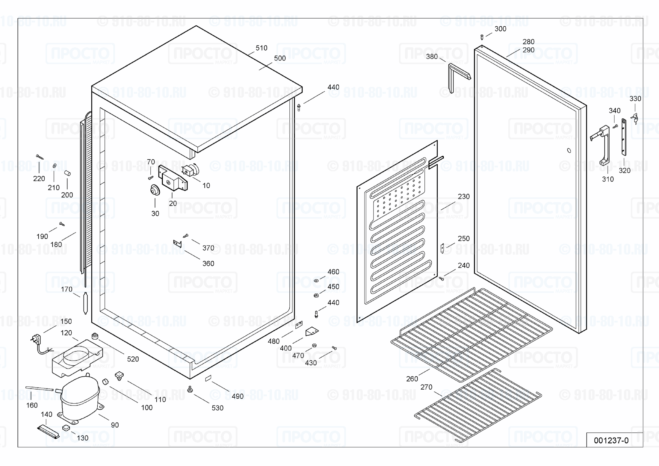 Взрыв-схема запчастей холодильника Liebherr FKS 5010-10C