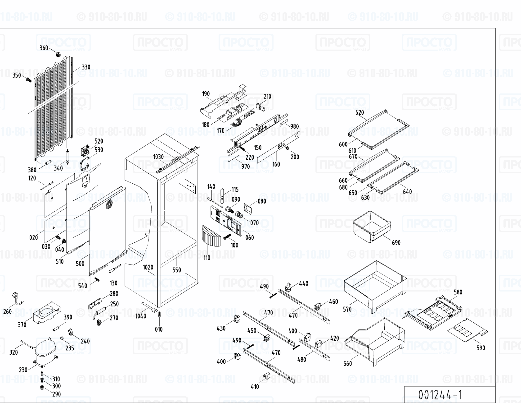 Взрыв-схема запчастей холодильника Liebherr KIB 2340-23E