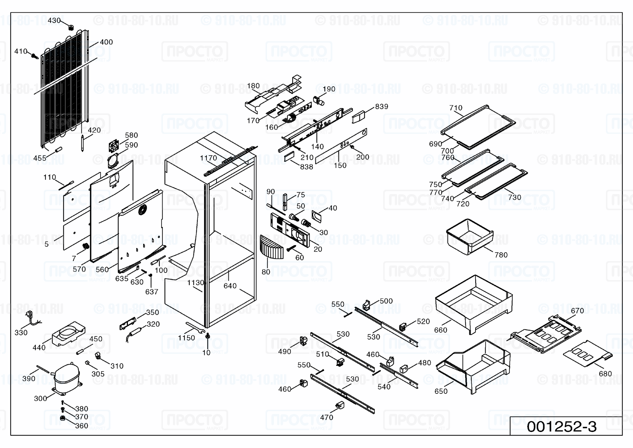 Взрыв-схема запчастей холодильника Liebherr KELB 2340-22