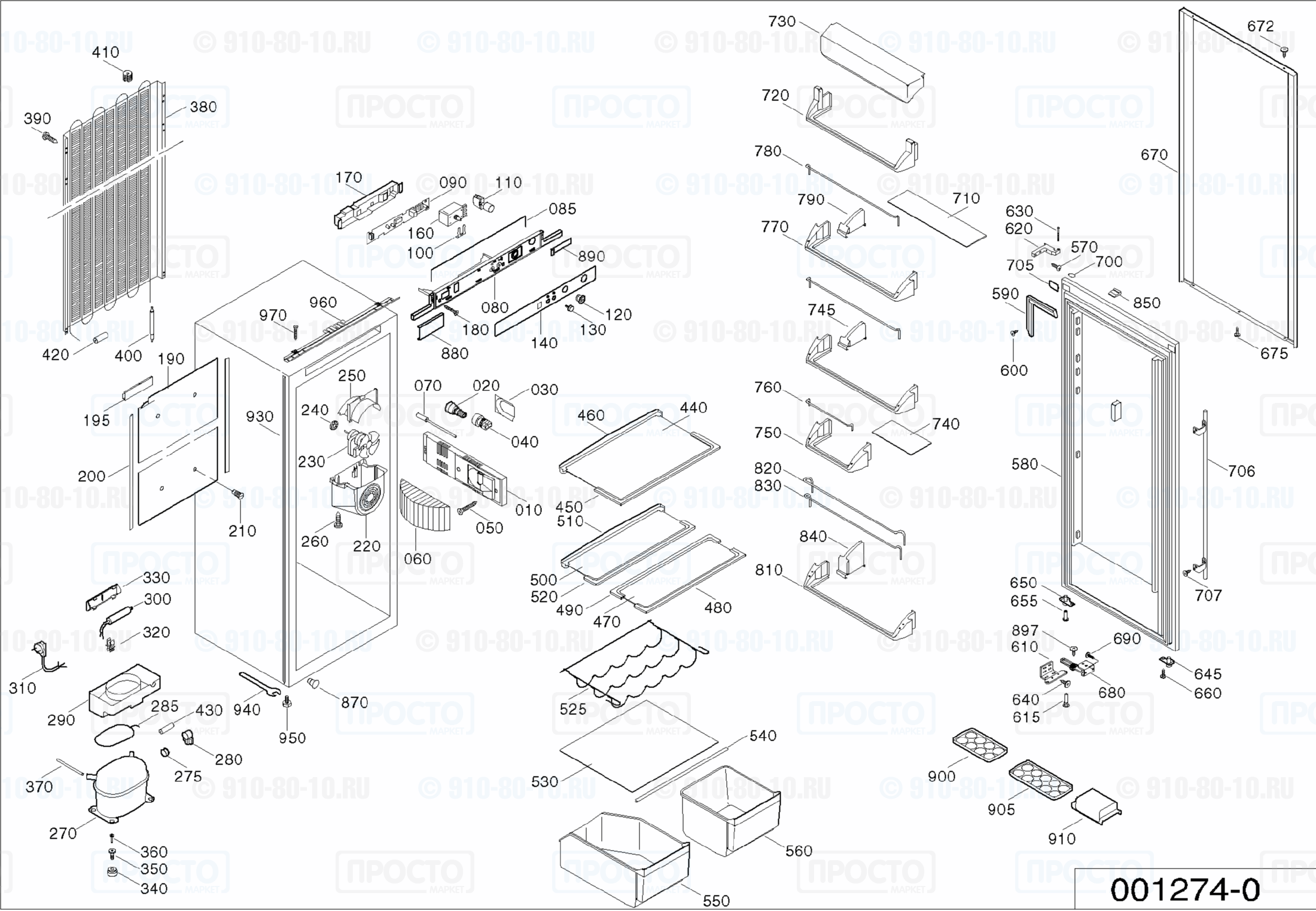 Взрыв-схема запчастей холодильника Liebherr KELv 2840-24F