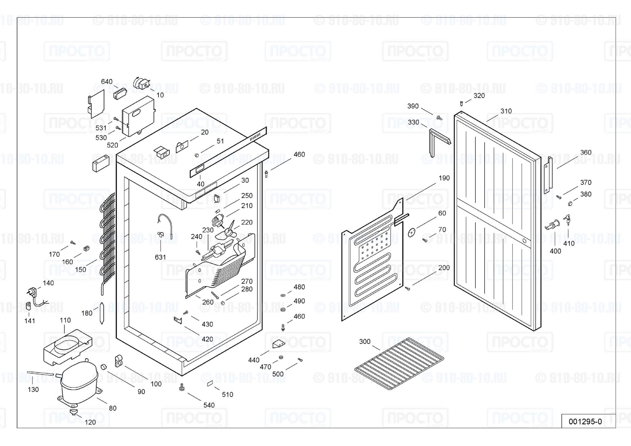 Взрыв-схема запчастей холодильника Liebherr UKS 2600-21D