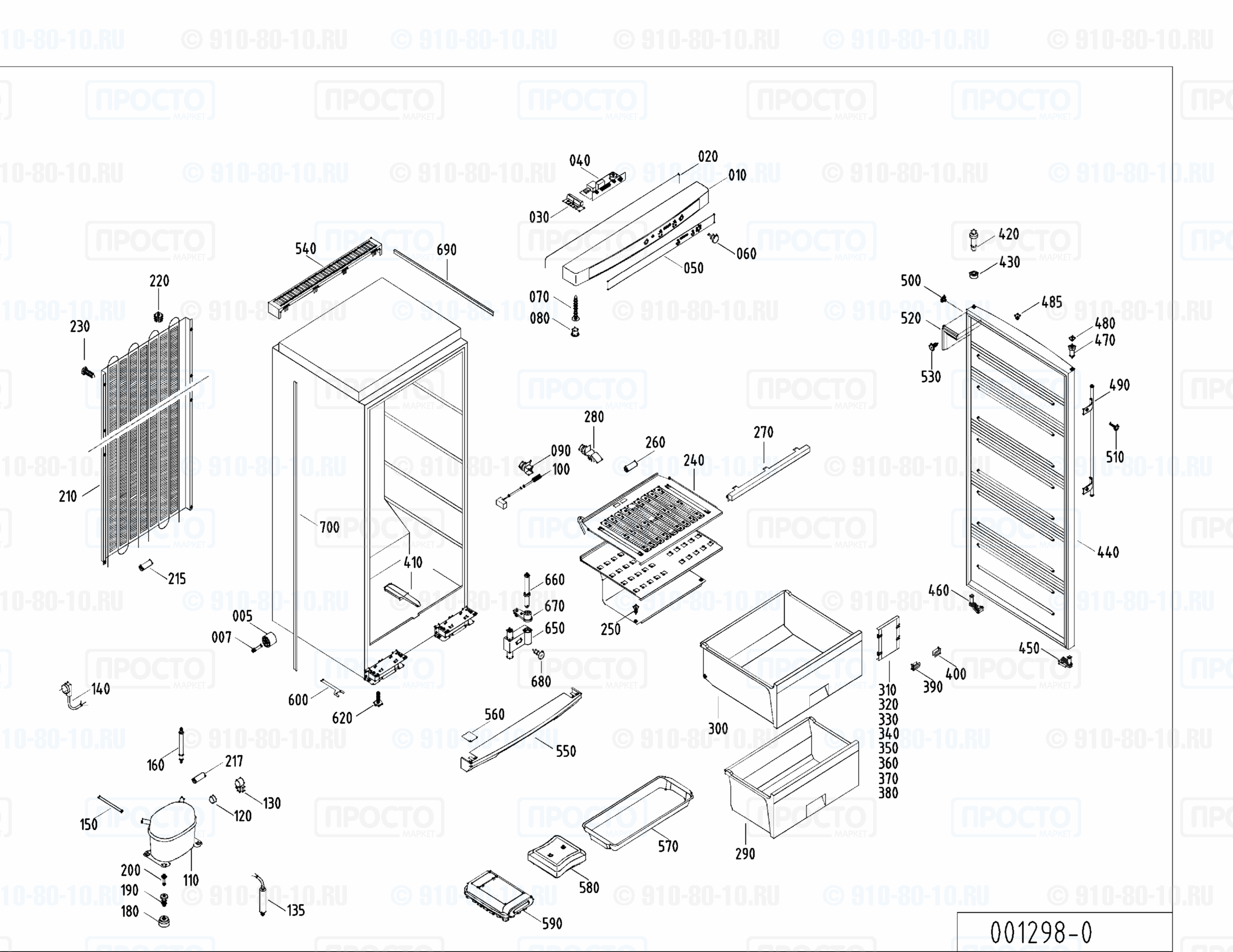 Взрыв-схема запчастей холодильника Liebherr GSDes 2783-25
