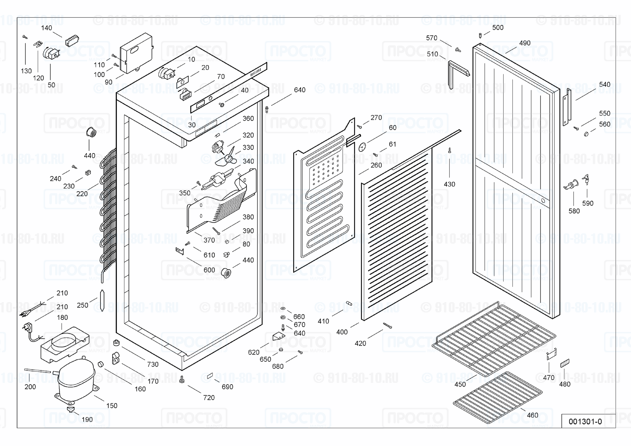Взрыв-схема холодильника Liebherr WKSw 3200-10H