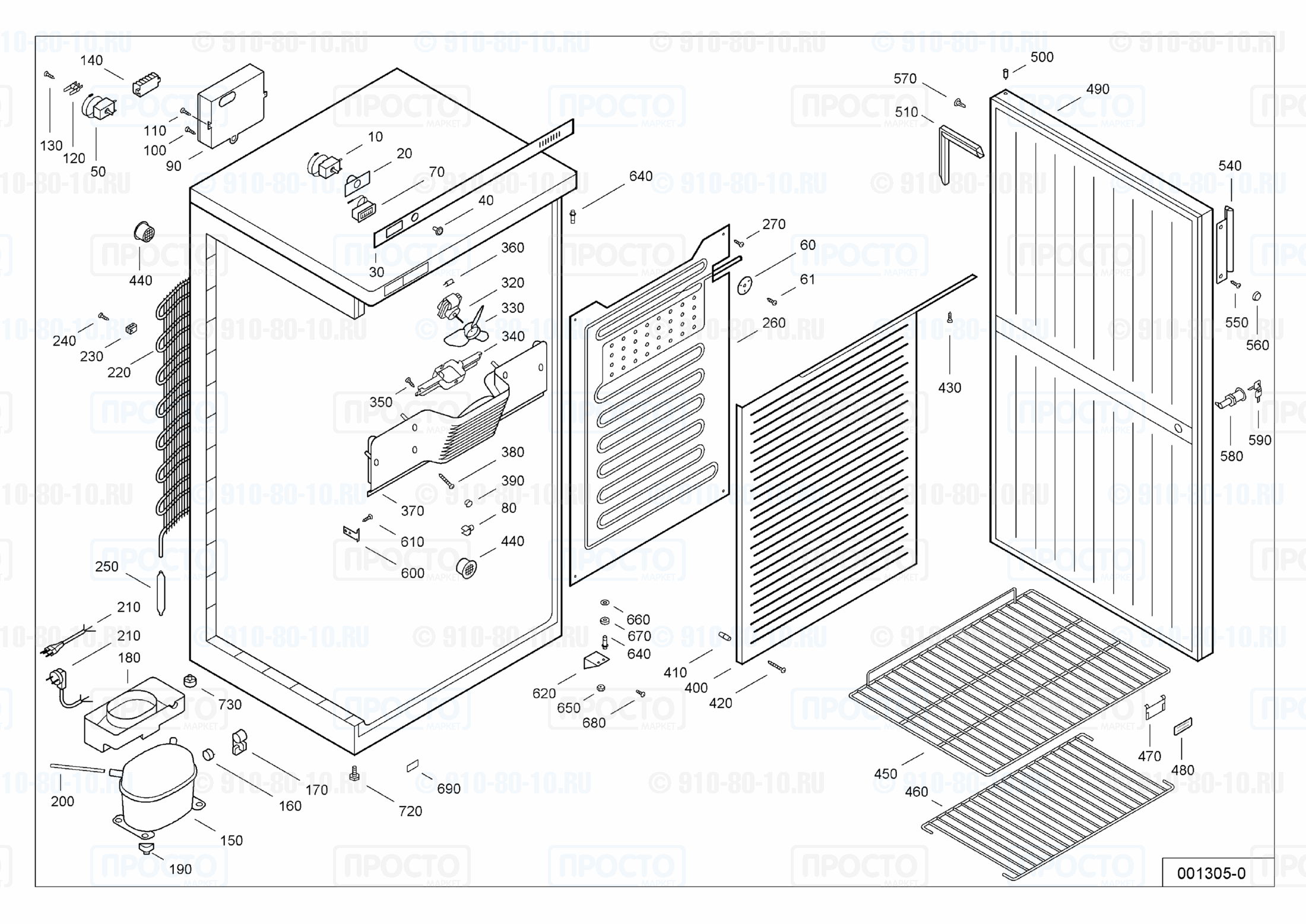 Взрыв-схема запчастей холодильника Liebherr WKSw 4700-10L