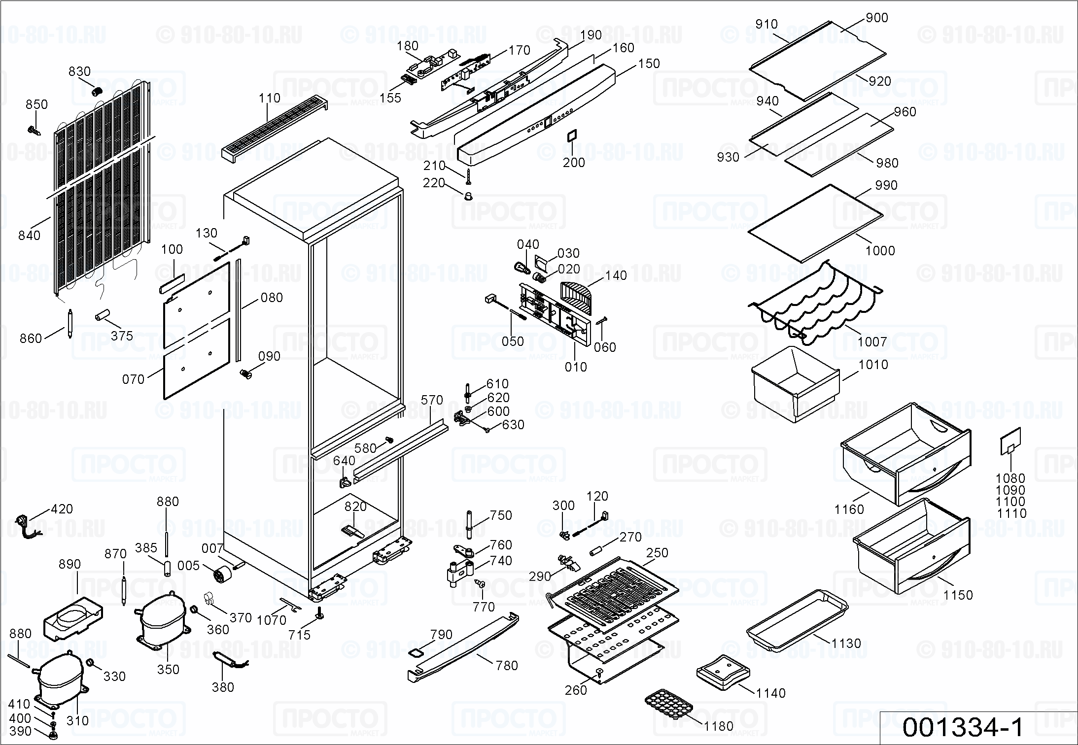 Взрыв-схема запчастей холодильника Liebherr KGT 3946-26