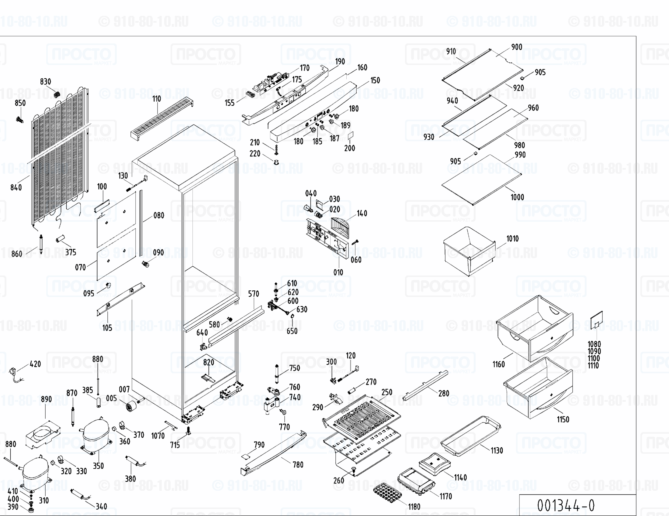 Взрыв-схема запчастей холодильника Liebherr KGT 2643-25A