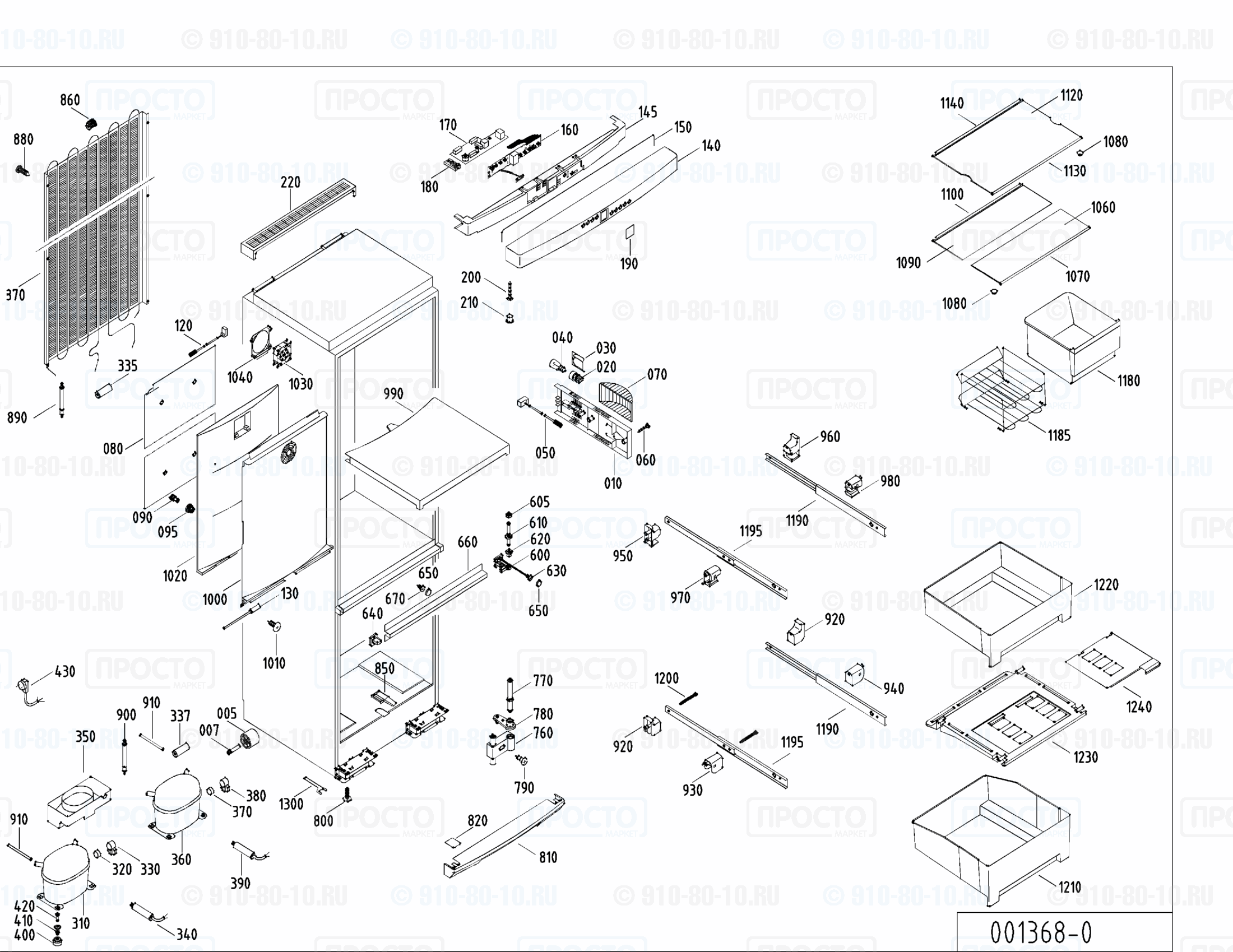 Взрыв-схема запчастей холодильника Liebherr KGB 3646-25B