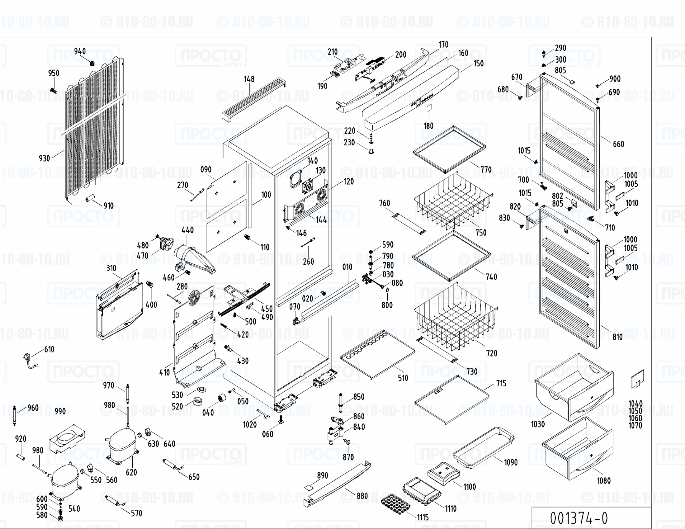 Взрыв-схема запчастей холодильника Liebherr BGN 2986-25