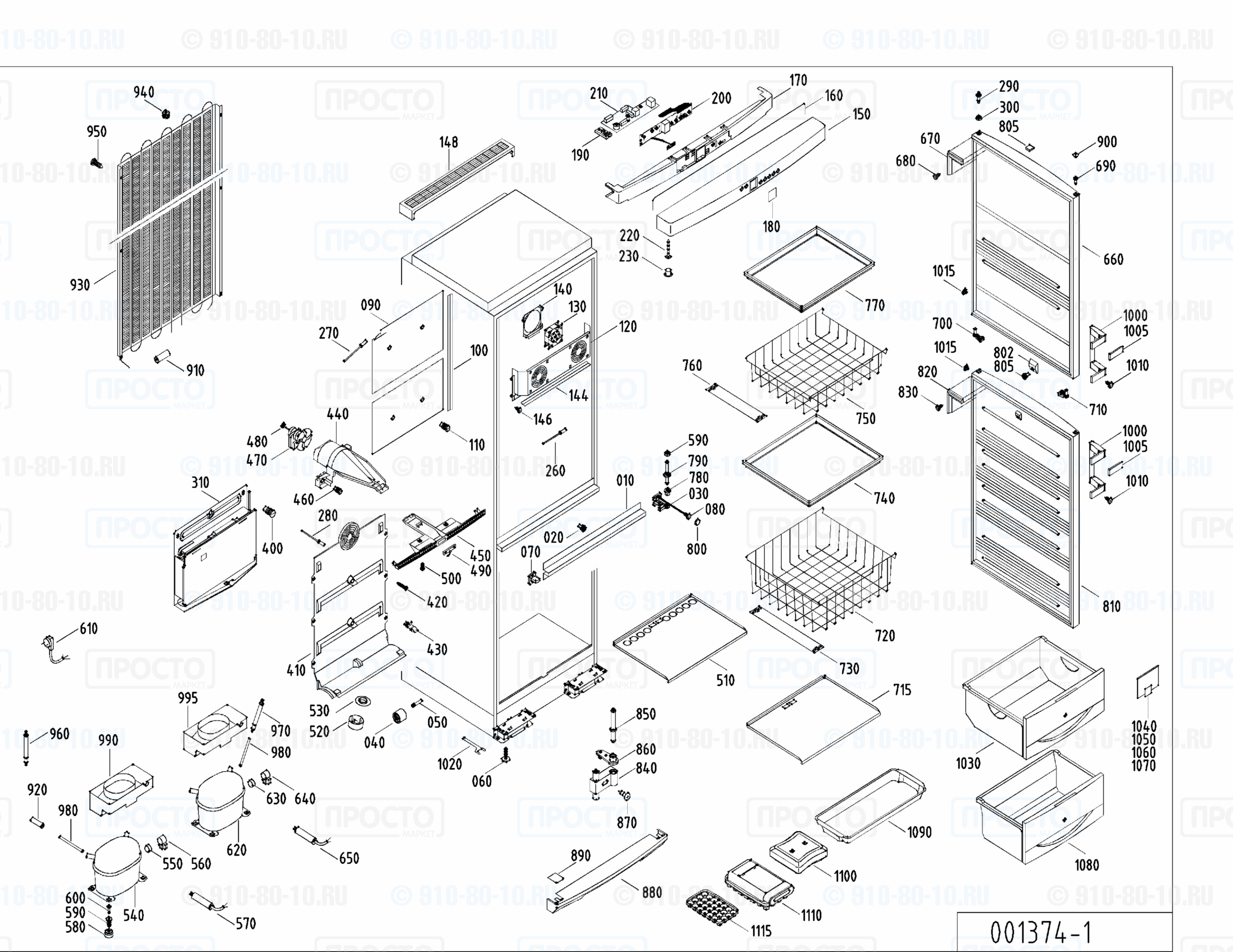 Взрыв-схема холодильника Liebherr BGN 2986-25