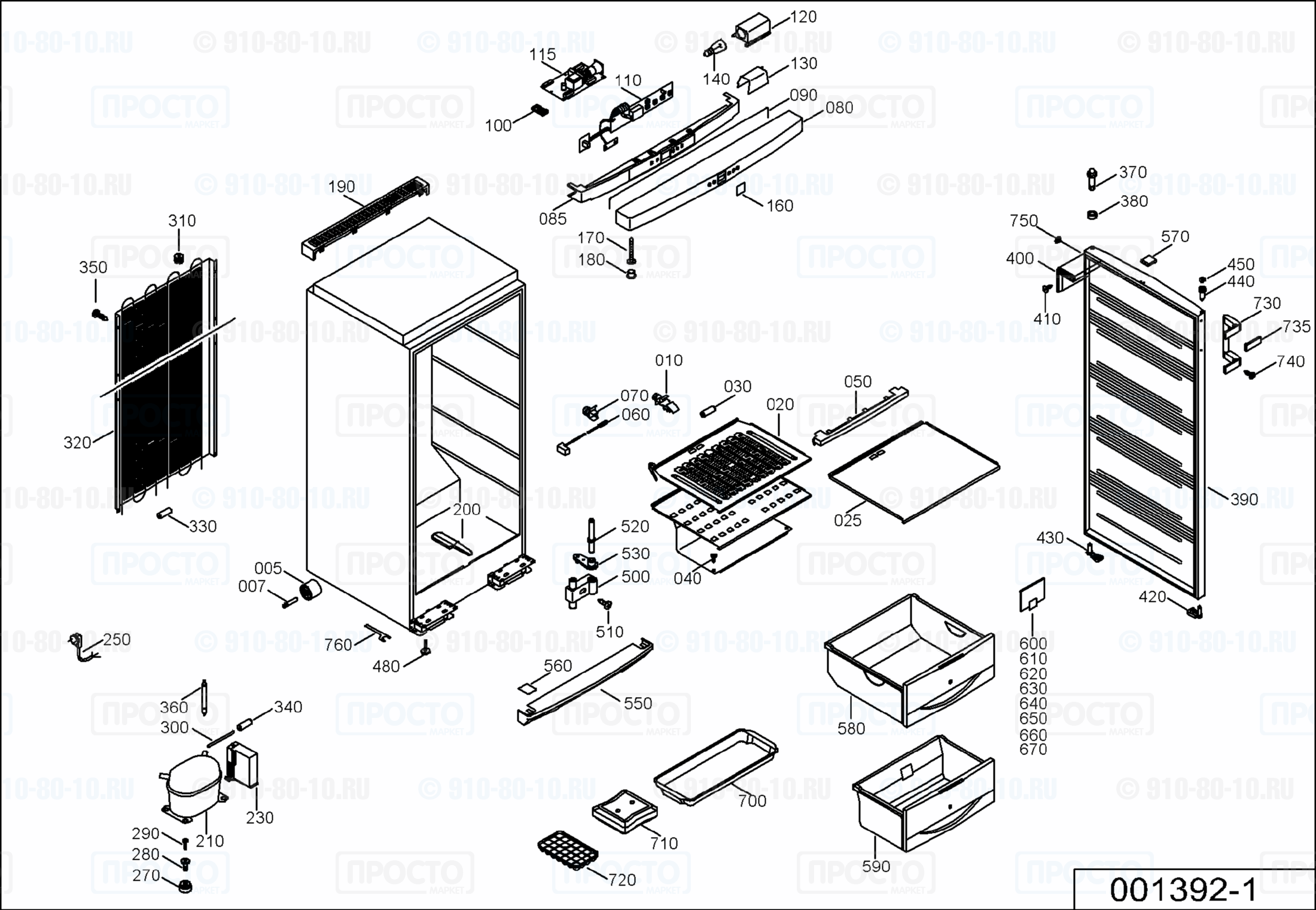 Взрыв-схема запчастей холодильника Liebherr GSP 2726-27