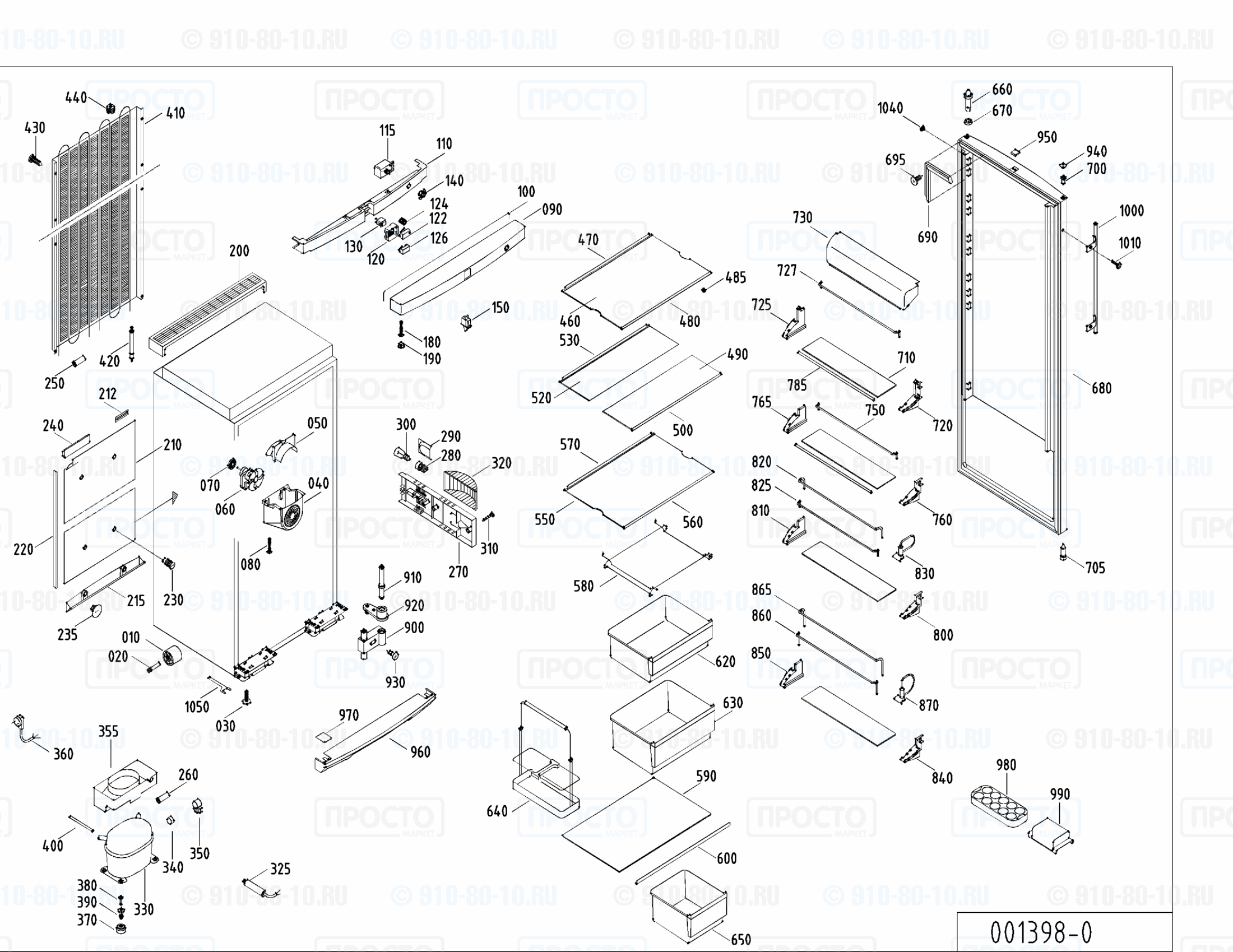 Взрыв-схема холодильника Liebherr KSPves 4260-26B