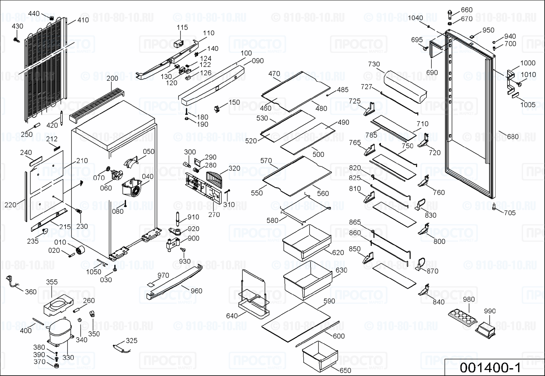 Взрыв-схема запчастей холодильника Liebherr KSPv 4260-26C
