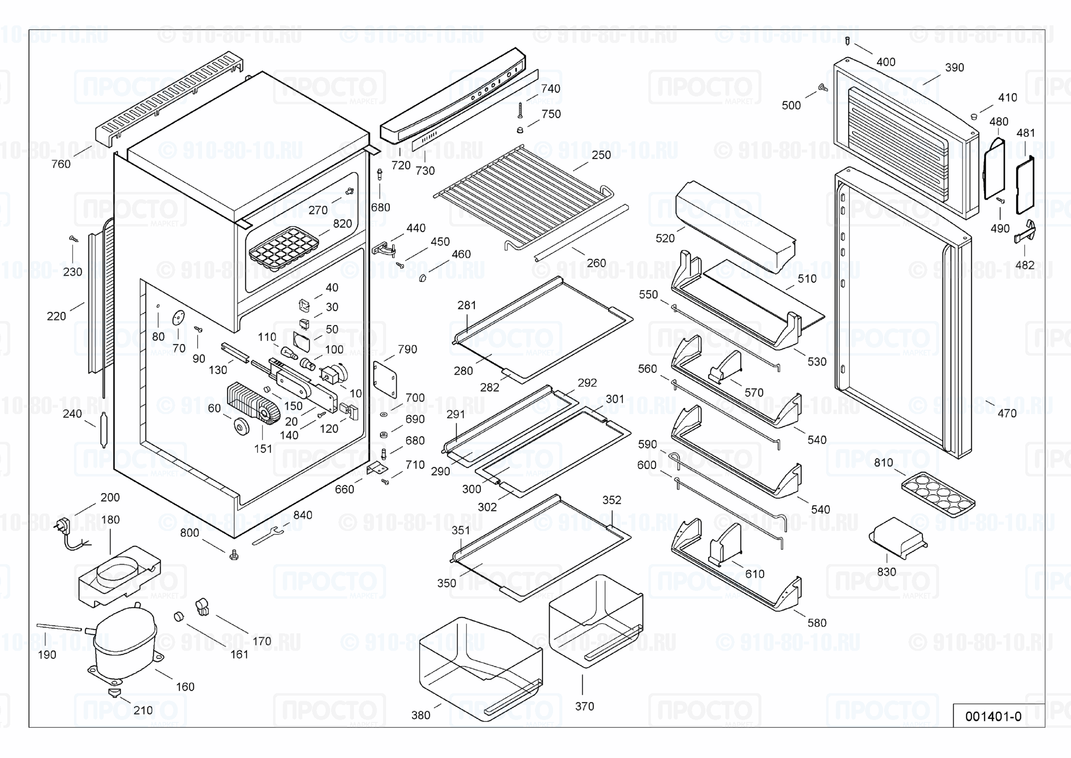 Взрыв-схема запчастей холодильника Liebherr KD 2342-24A