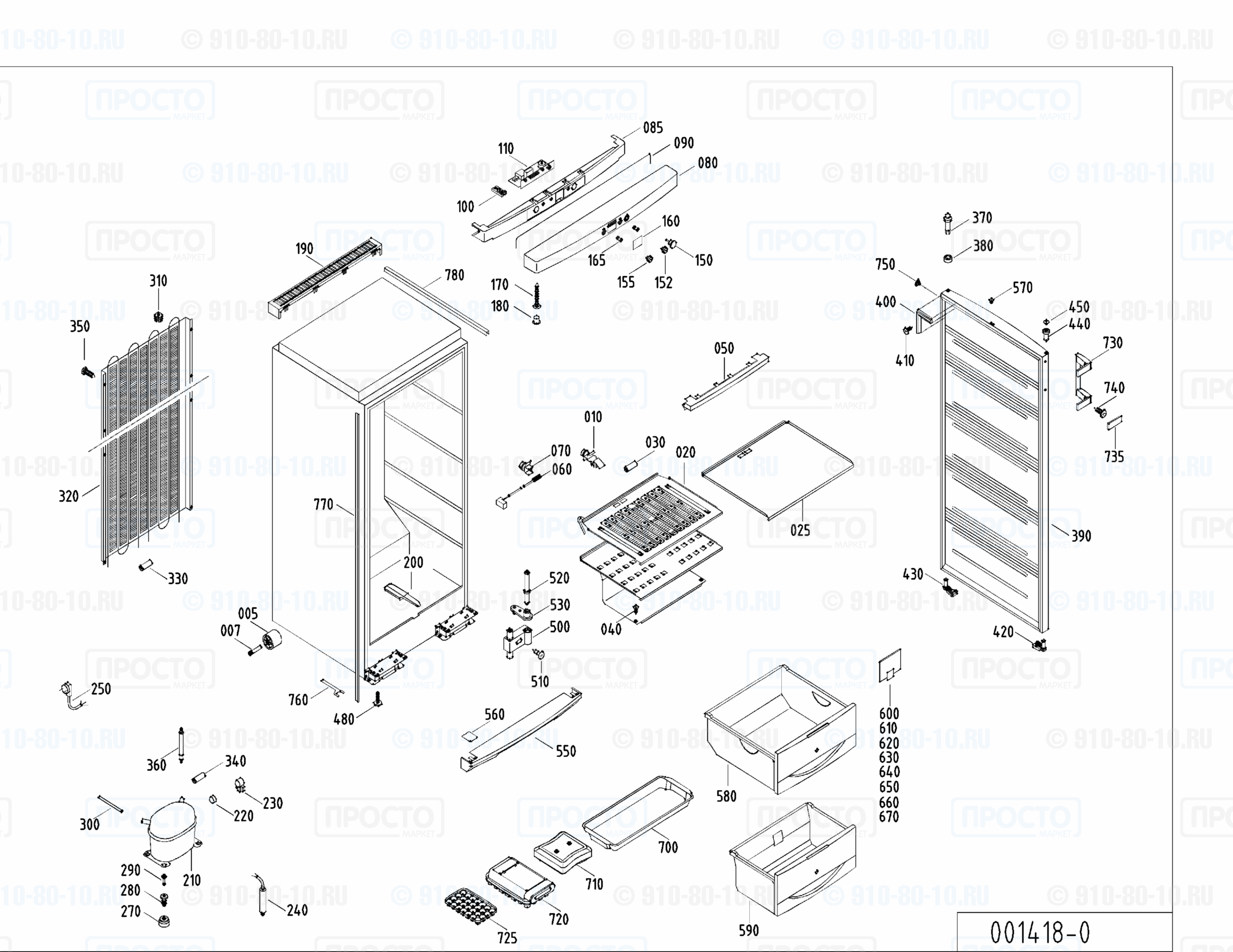 Взрыв-схема запчастей холодильника Liebherr GSSD 3623-27