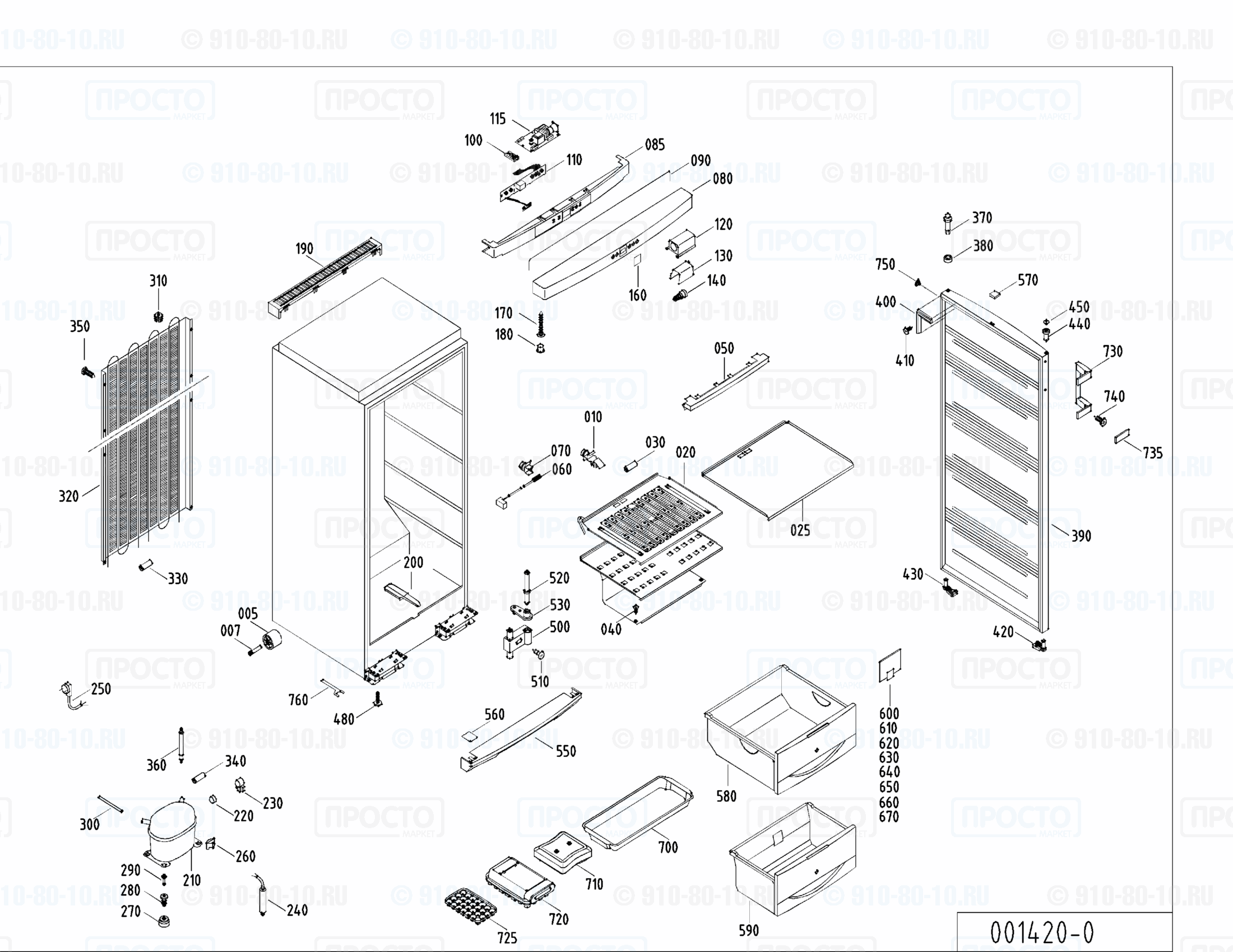 Взрыв-схема запчастей холодильника Liebherr GSS 3126-25