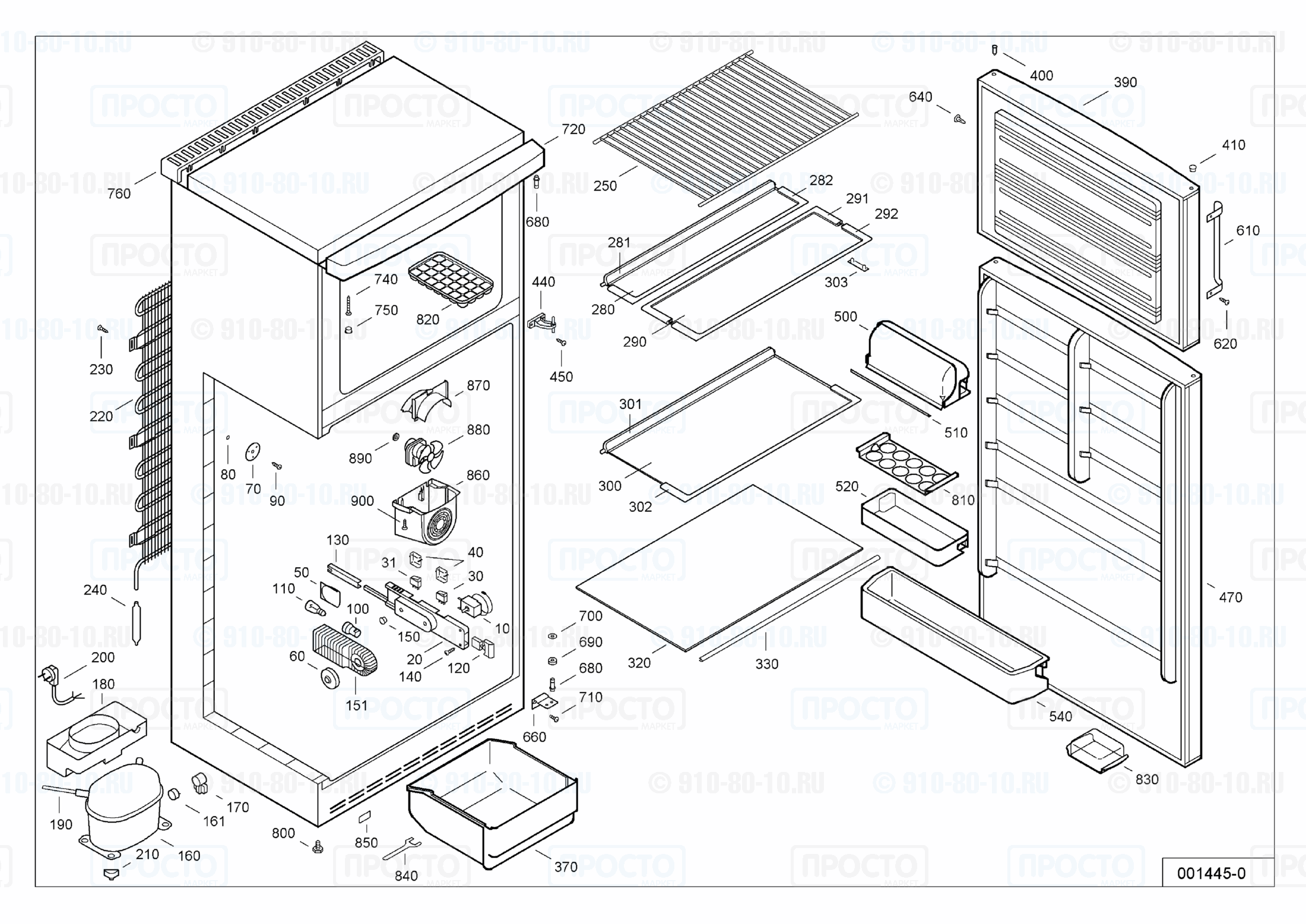 Взрыв-схема запчастей холодильника Liebherr KDves 4532-24C