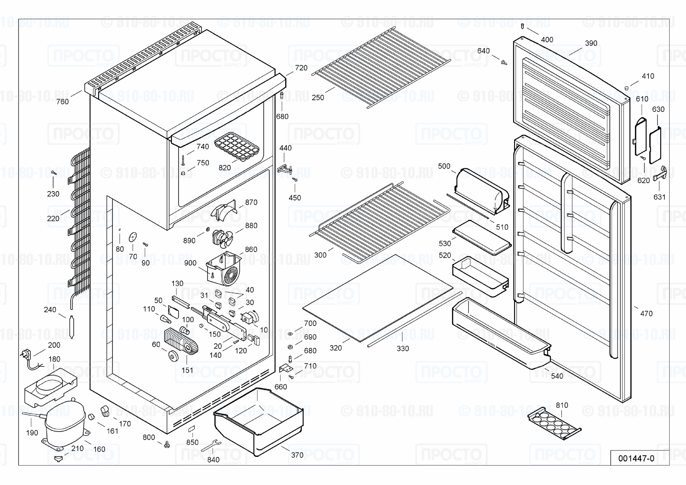 Взрыв-схема запчастей холодильника Liebherr KDves 4512-24