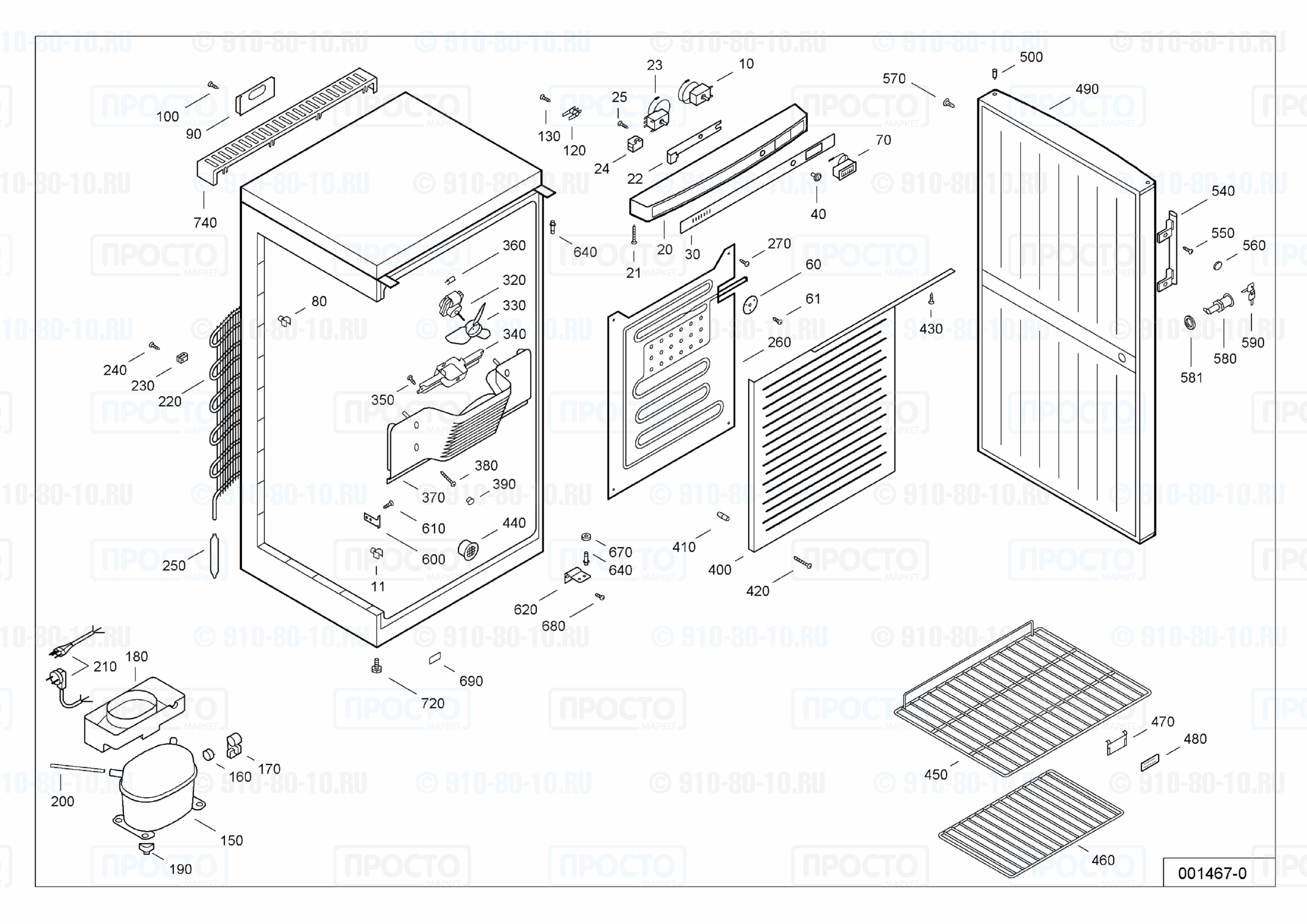 Взрыв-схема запчастей холодильника Liebherr WKw 2406-11B