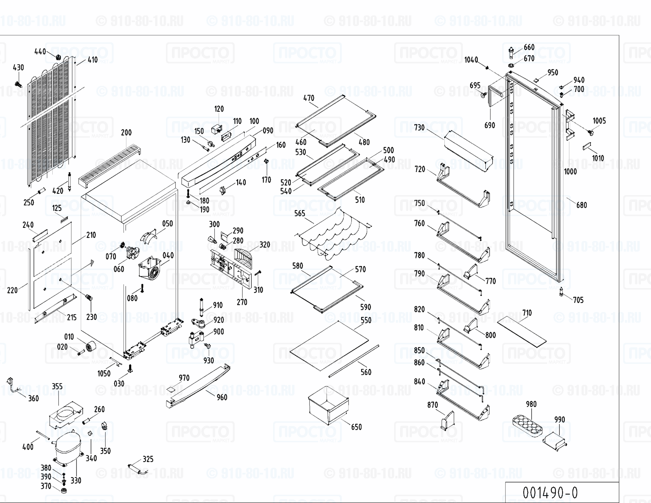 Взрыв-схема запчастей холодильника Liebherr KSPv 4240-26D