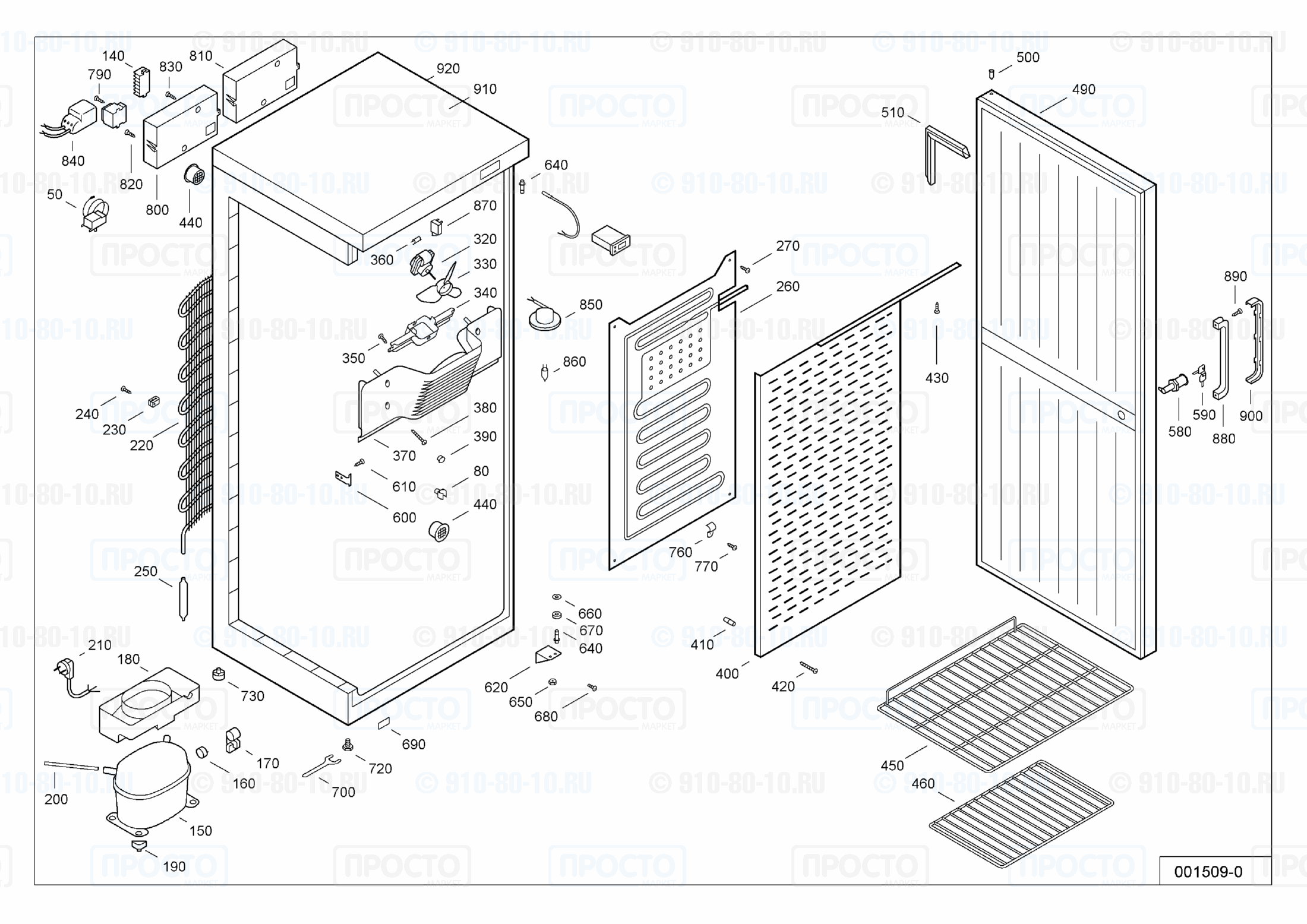 Взрыв-схема запчастей холодильника Liebherr WKSw 3200-10H