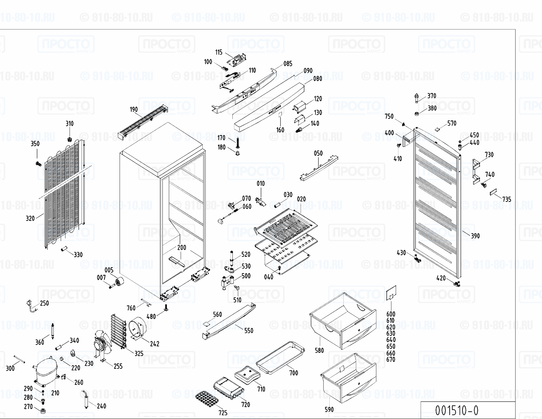 Взрыв-схема запчастей холодильника Liebherr GSS 3126-25B
