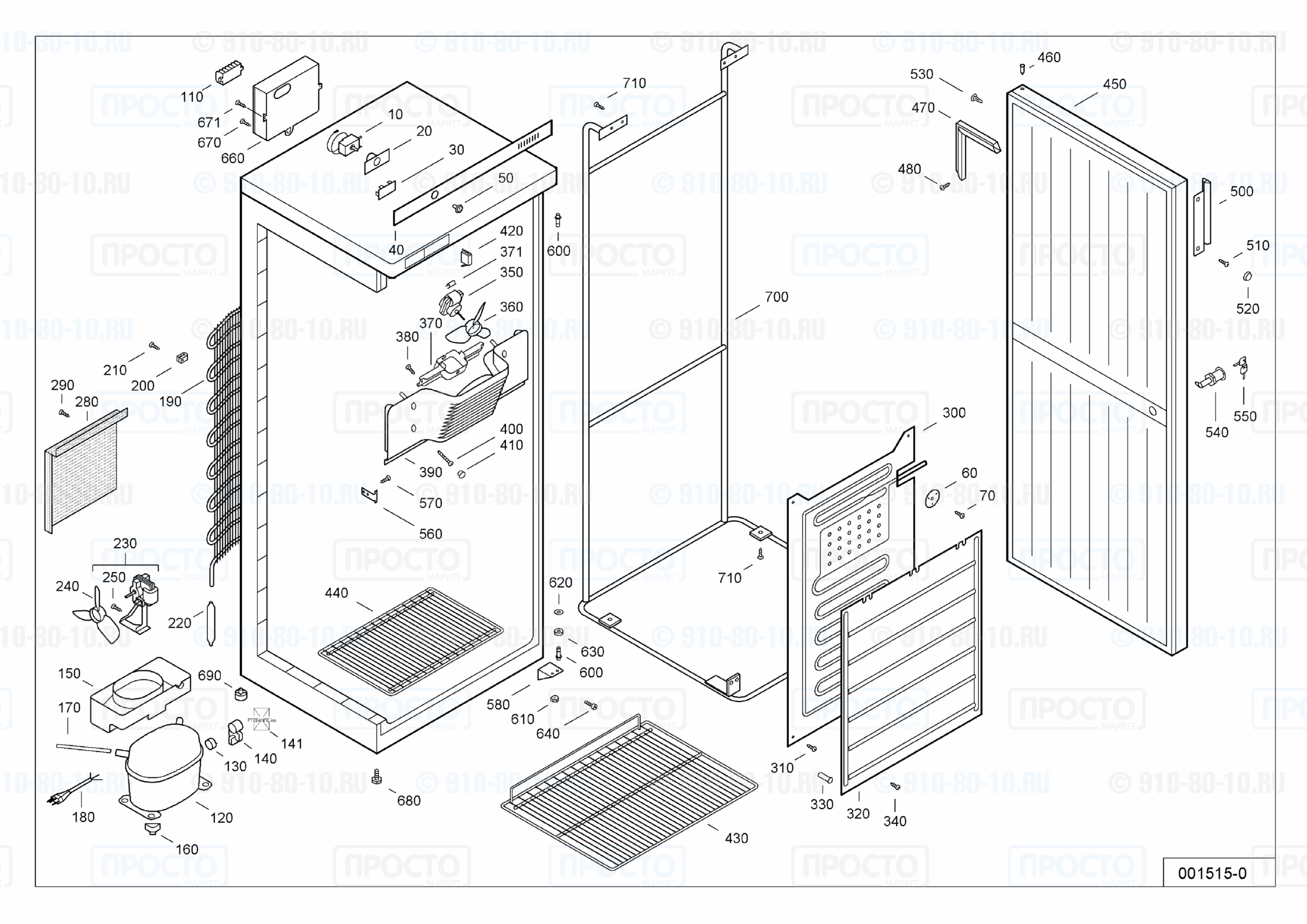 Взрыв-схема запчастей холодильника Liebherr UKS 3500-10D