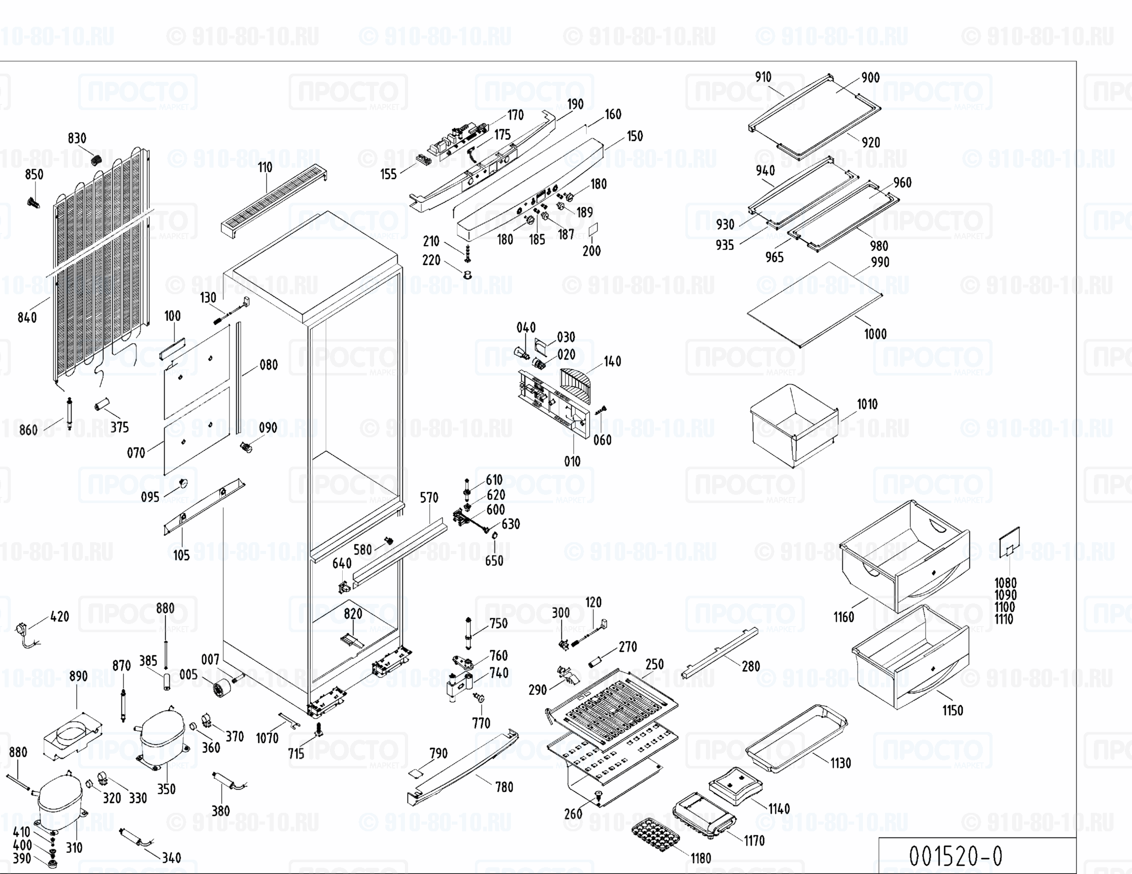 Взрыв-схема запчастей холодильника Liebherr KGT 4033-25A