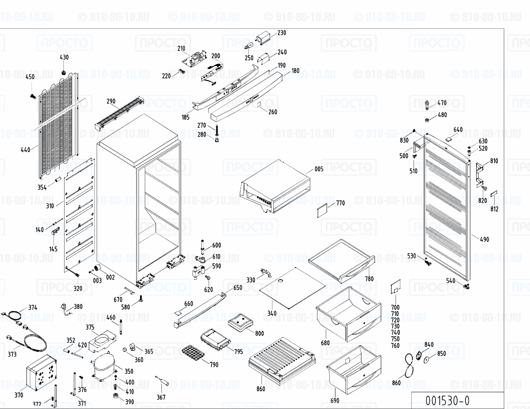 Взрыв-схема запчастей холодильника Liebherr GSNC 2926-26A