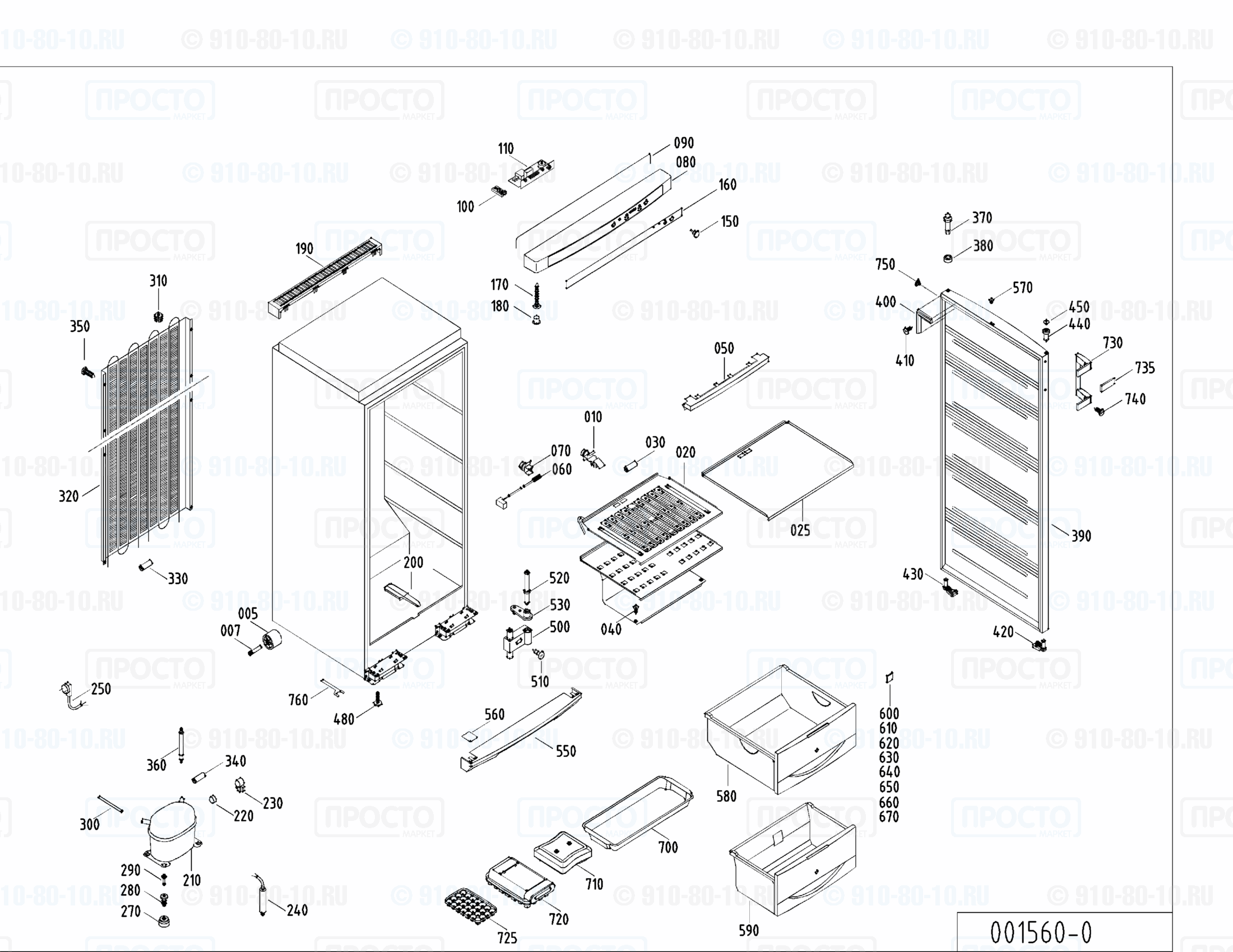 Взрыв-схема запчастей холодильника Liebherr GSS 3121-25B