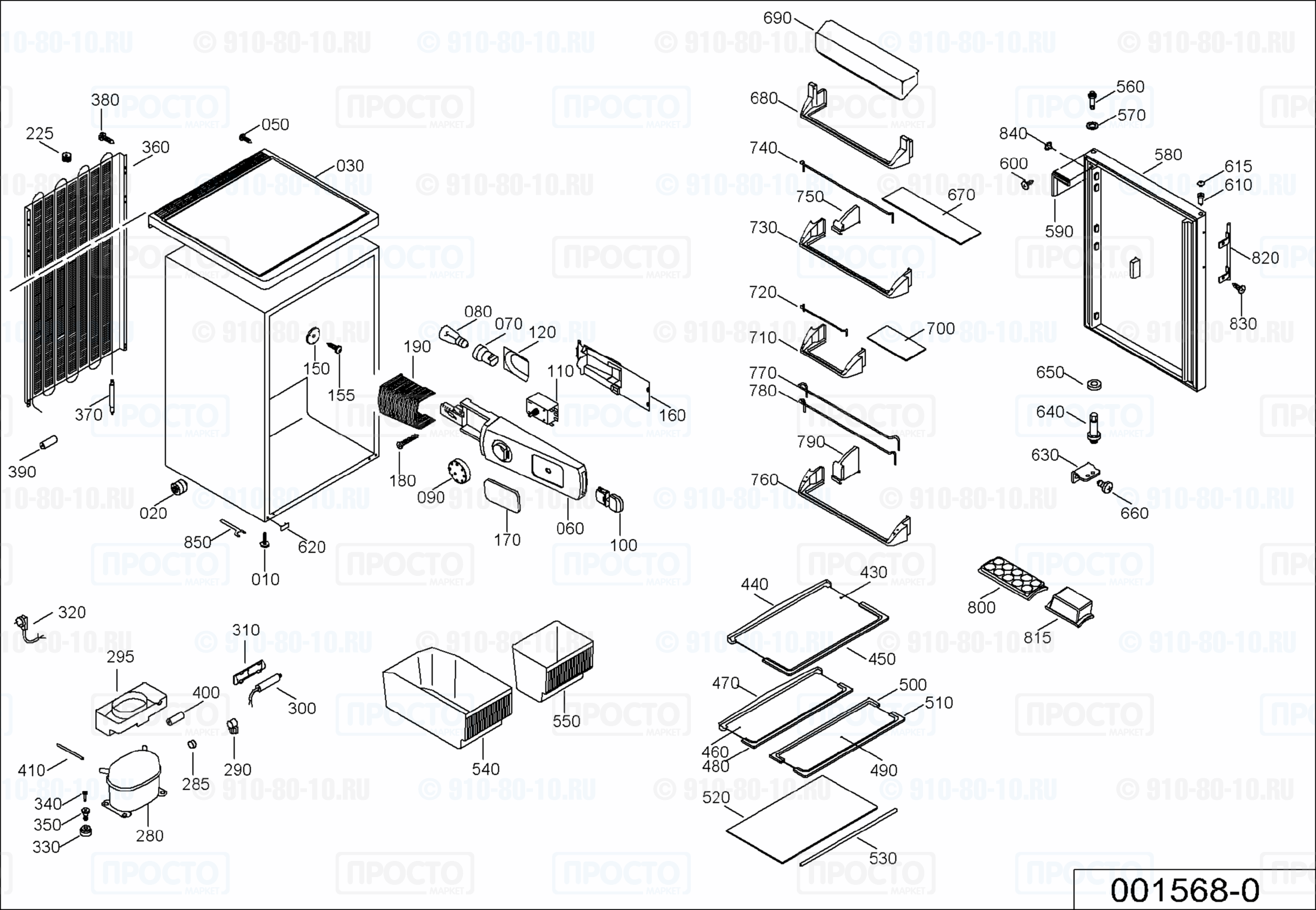 Взрыв-схема запчастей холодильника Liebherr KTPes 1740-25