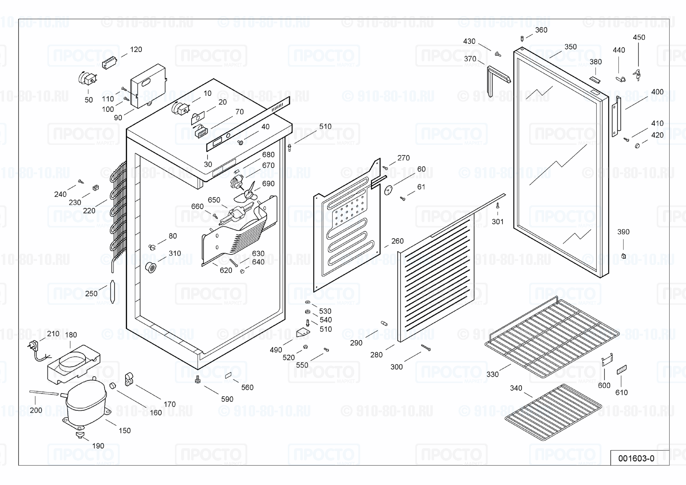 Взрыв-схема запчастей холодильника Liebherr WKSb 2401-12B