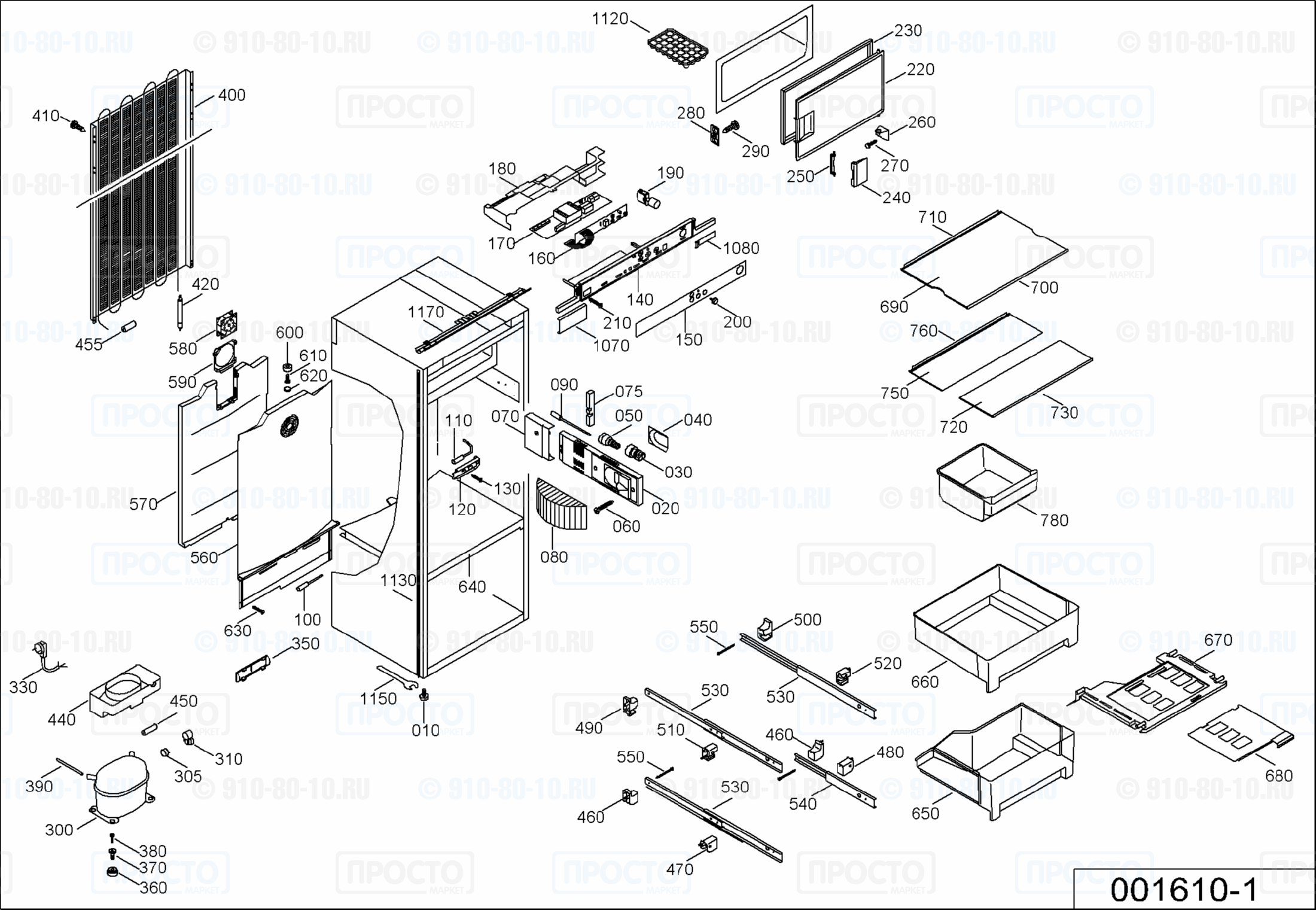 Взрыв-схема запчастей холодильника Liebherr KIB 2244-23A