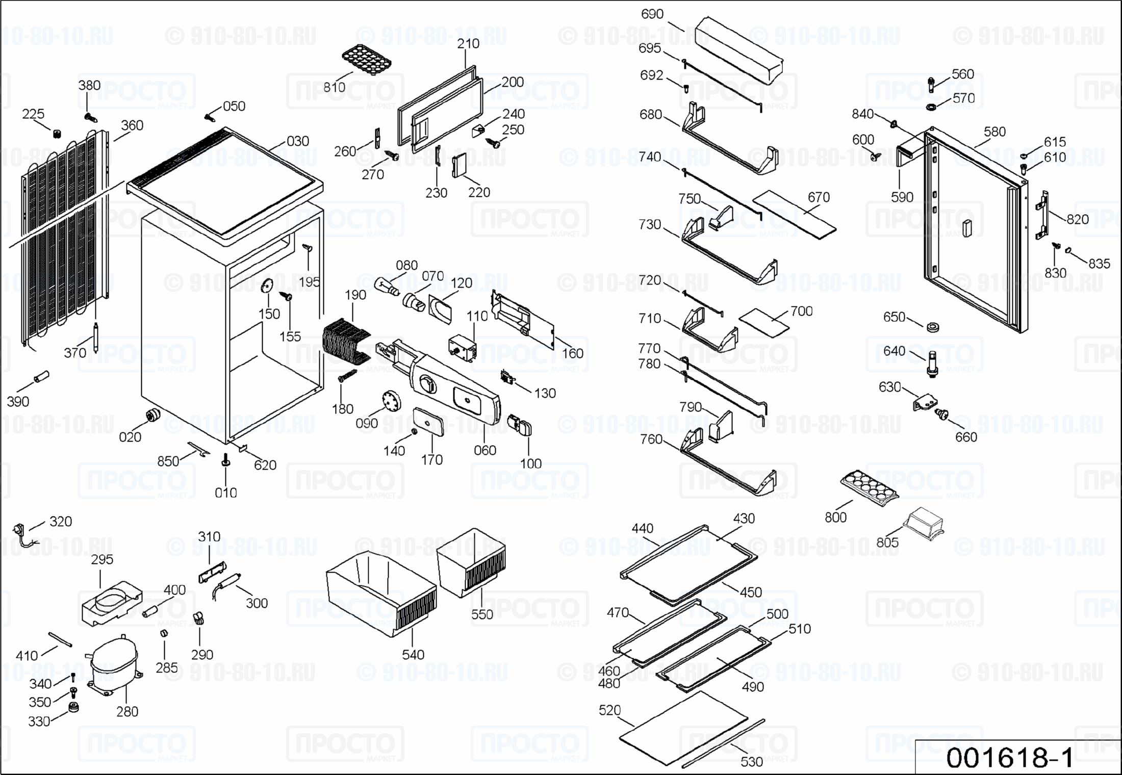 Взрыв-схема запчастей холодильника Liebherr KTP 1544-26A