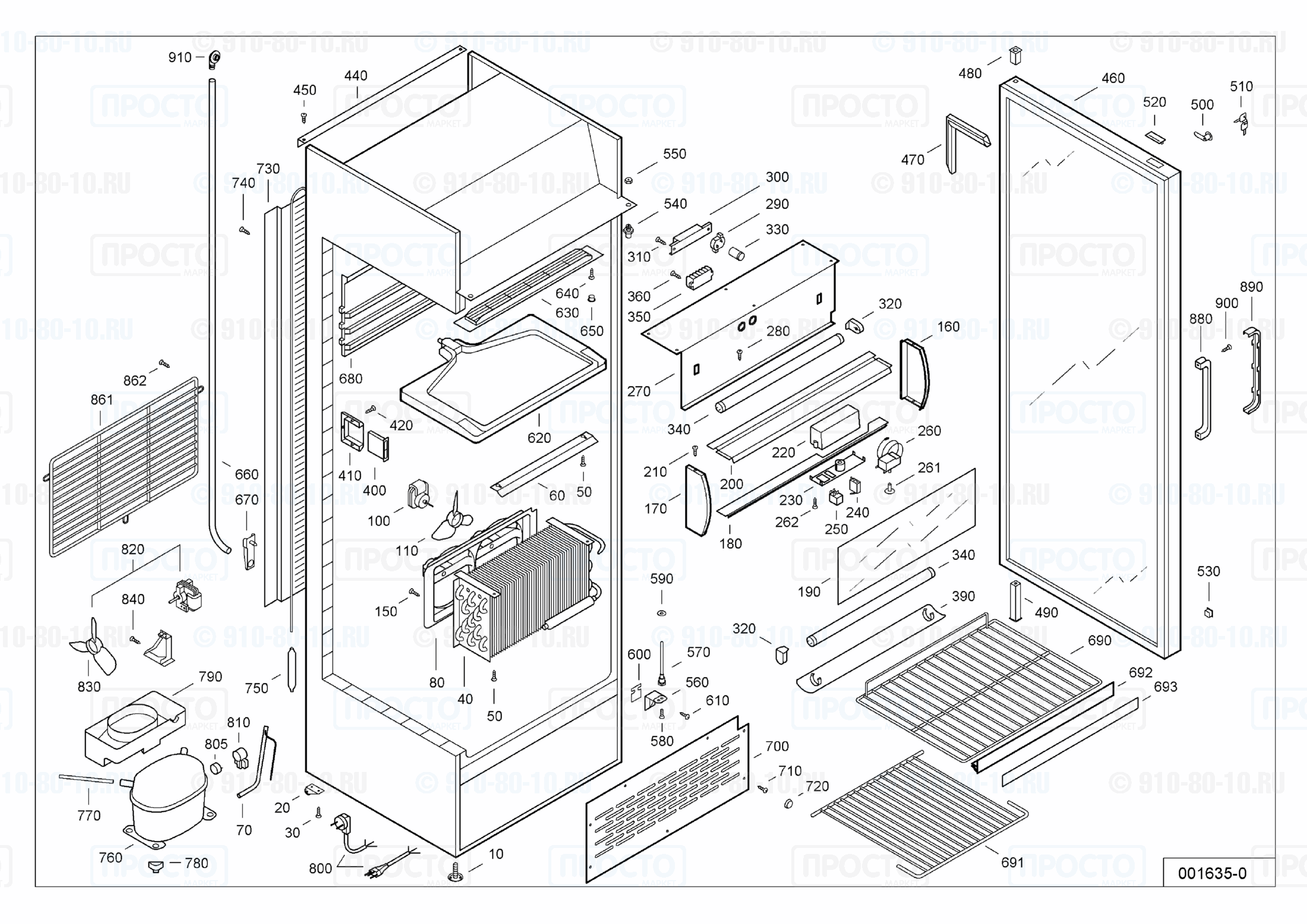Взрыв-схема запчастей холодильника Liebherr UKSD 3702-10C