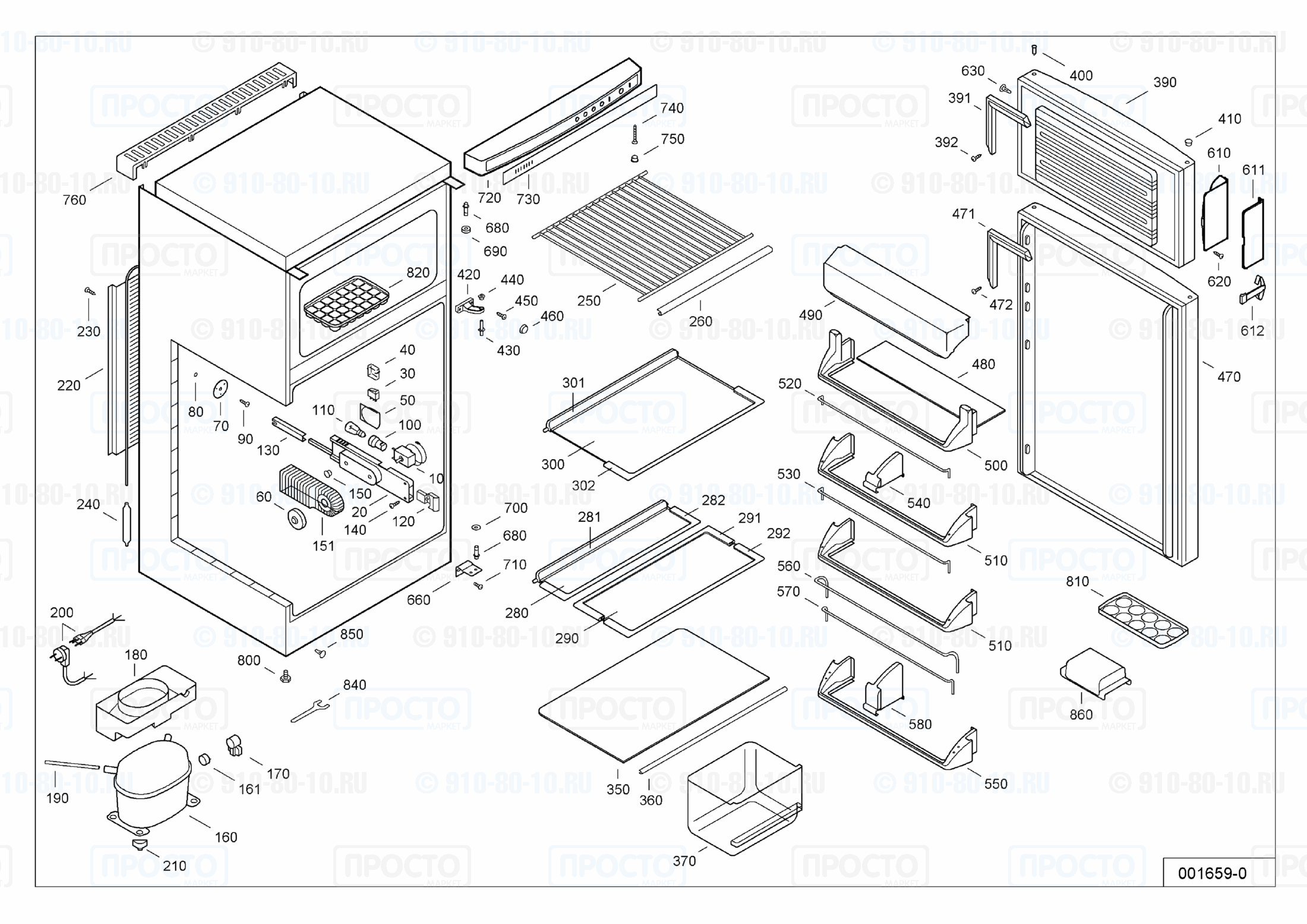Взрыв-схема запчастей холодильника Liebherr KD 2542-25