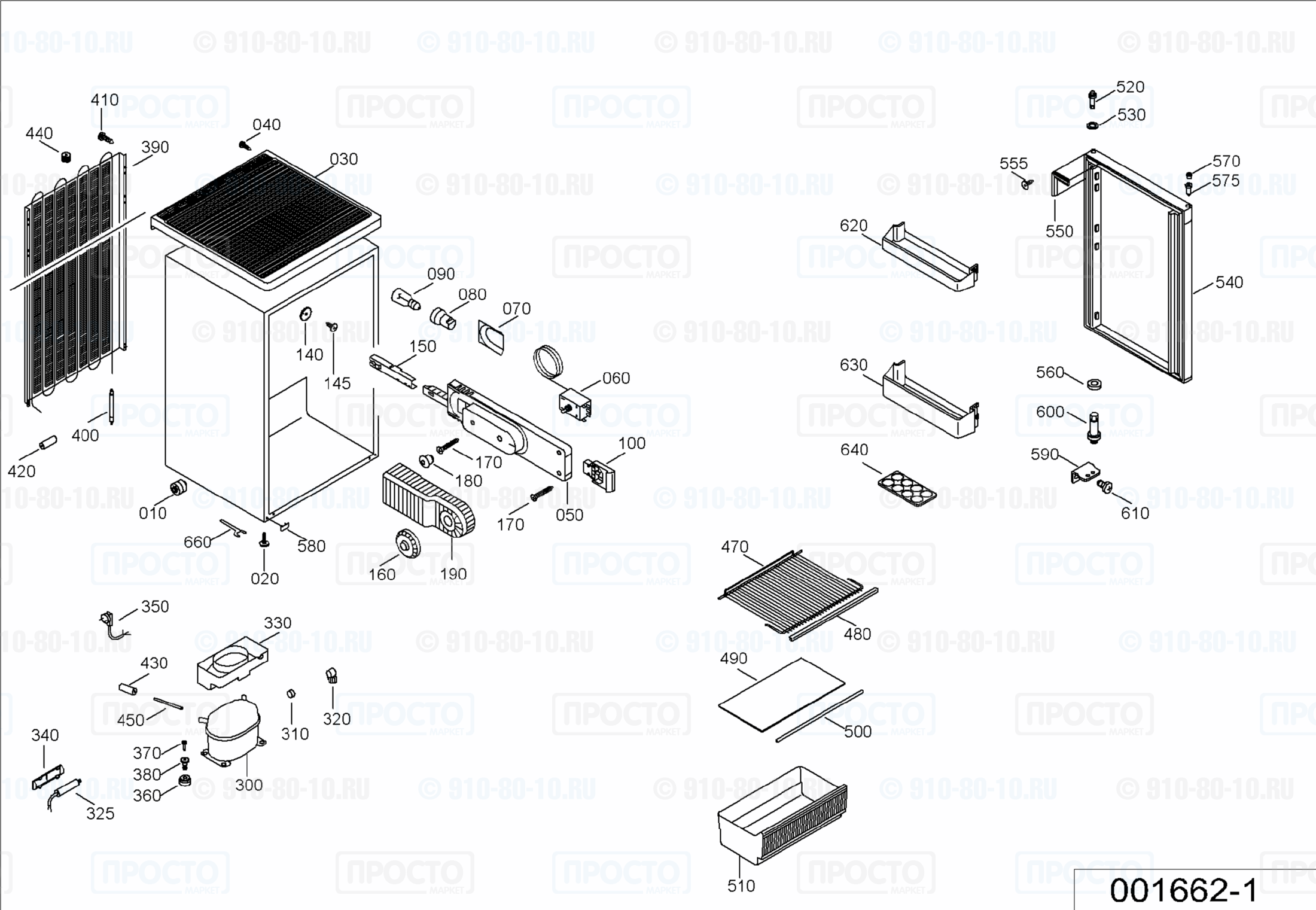 Взрыв-схема запчастей холодильника Liebherr KTS 1410-24B